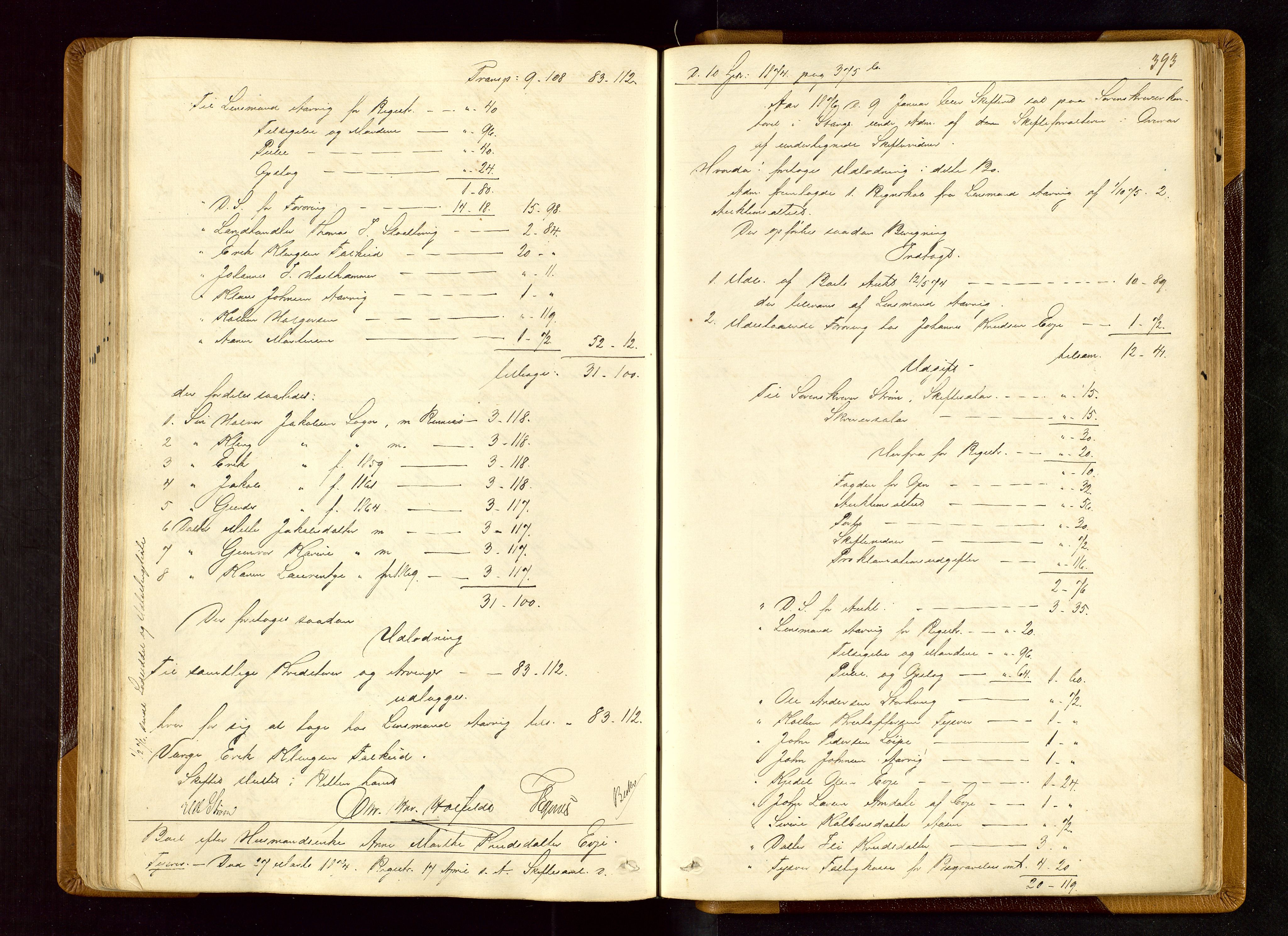 Karmsund sorenskriveri, SAST/A-100311/01/IV/IVDBA/L0004: SKIFTEPROTOKOLL TORVESTAD, TYSVÆR, 1868-1877, p. 392b-393a