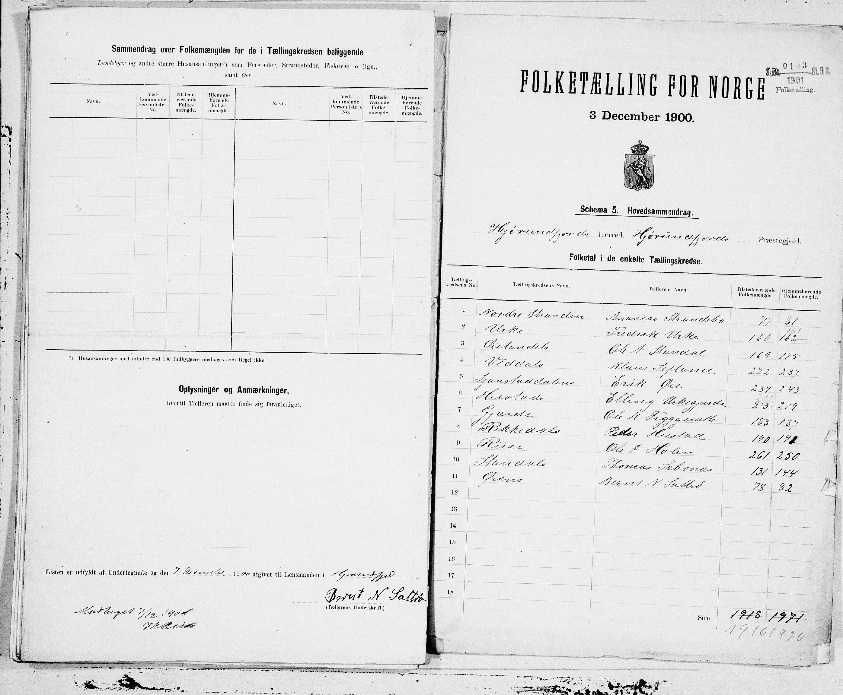 SAT, 1900 census for Hjørundfjord, 1900, p. 24