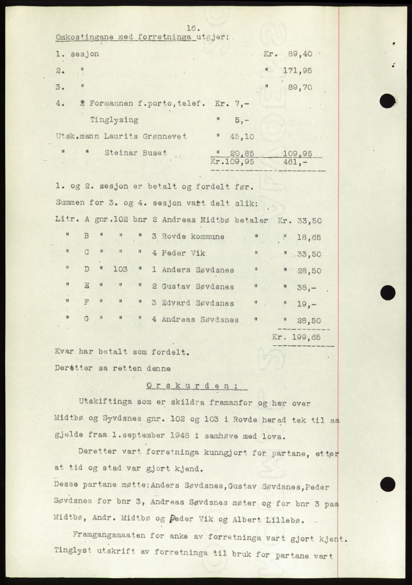 Søre Sunnmøre sorenskriveri, AV/SAT-A-4122/1/2/2C/L0083: Mortgage book no. 9A, 1948-1949, Diary no: : 60/1949