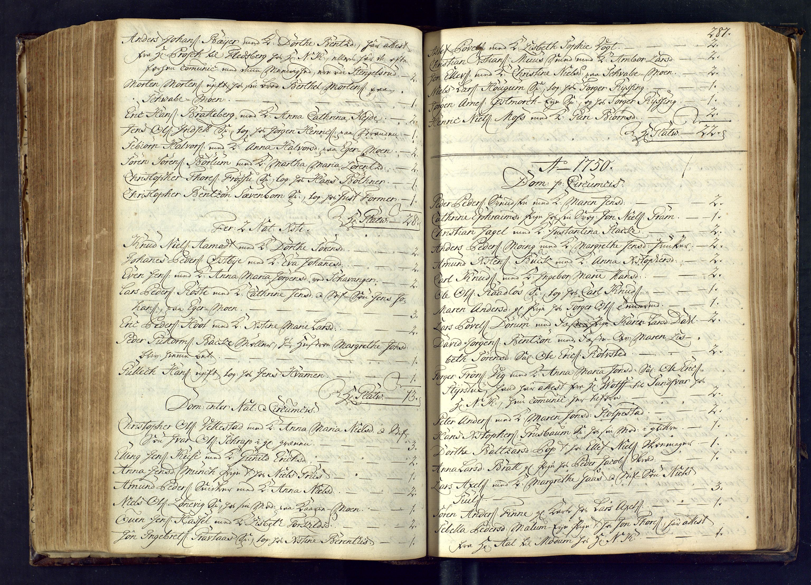 Kongsberg kirkebøker, SAKO/A-22/M/Ma/L0003: Communicants register no. 3, 1745-1750, p. 287