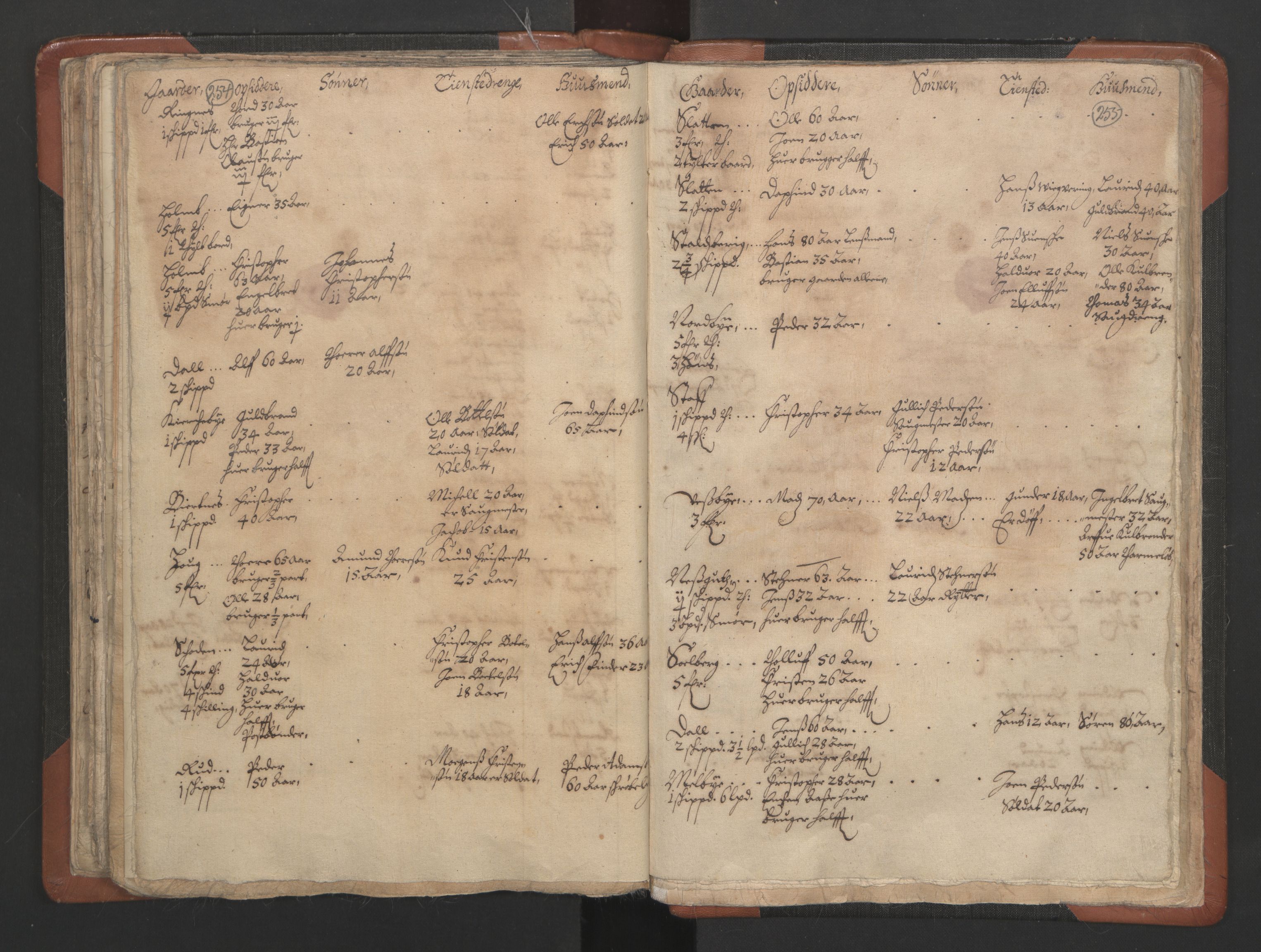 RA, Vicar's Census 1664-1666, no. 3: Nedre Romerike deanery, 1664-1666, p. 254-255