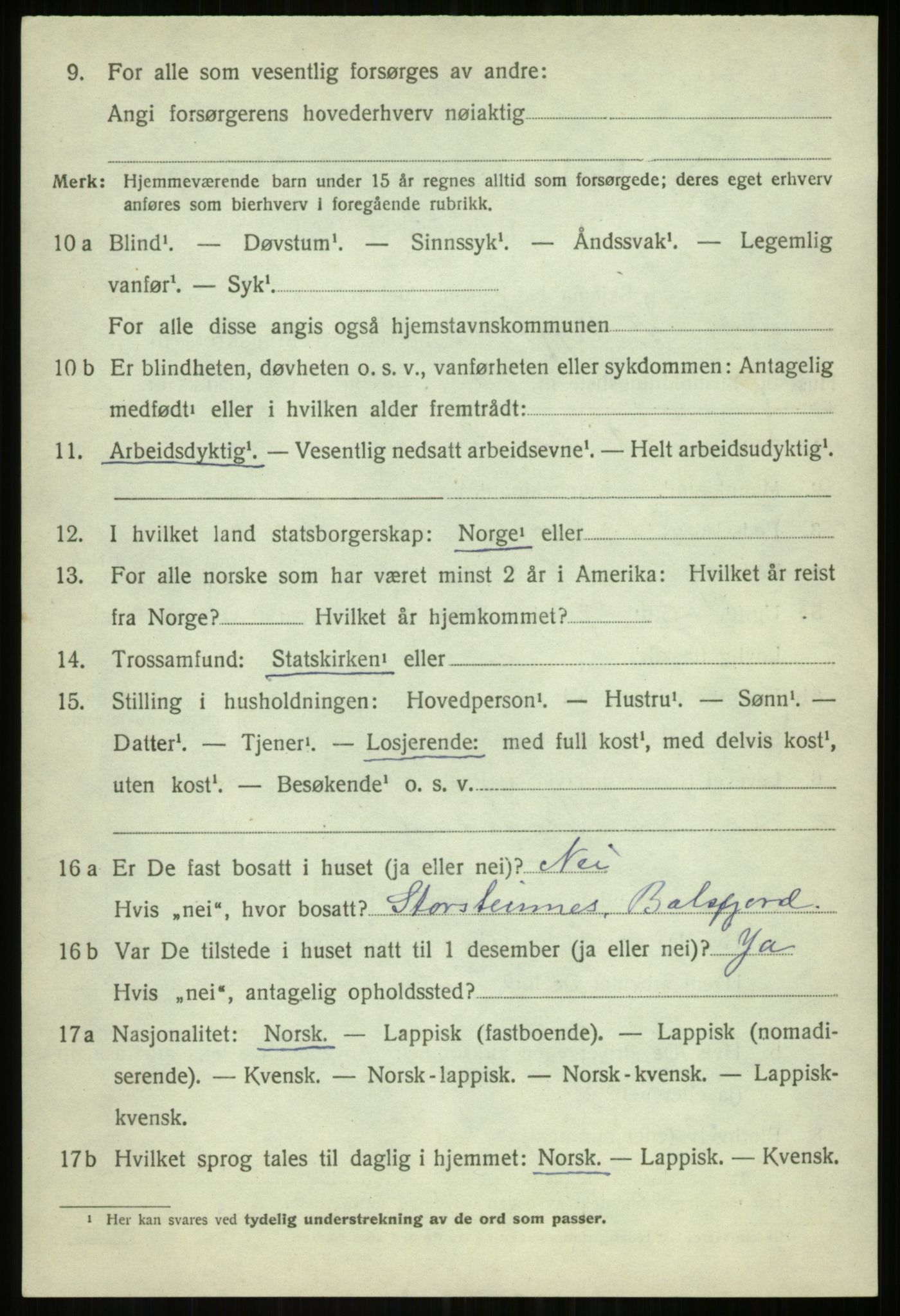 SATØ, 1920 census for Balsfjord, 1920, p. 5265