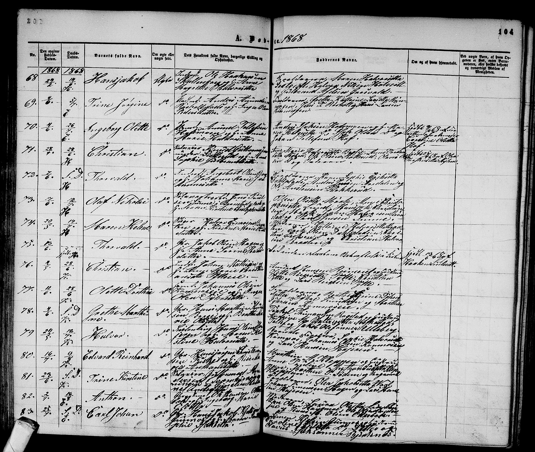 Sandsvær kirkebøker, AV/SAKO-A-244/G/Ga/L0005: Parish register (copy) no. I 5, 1857-1873, p. 104