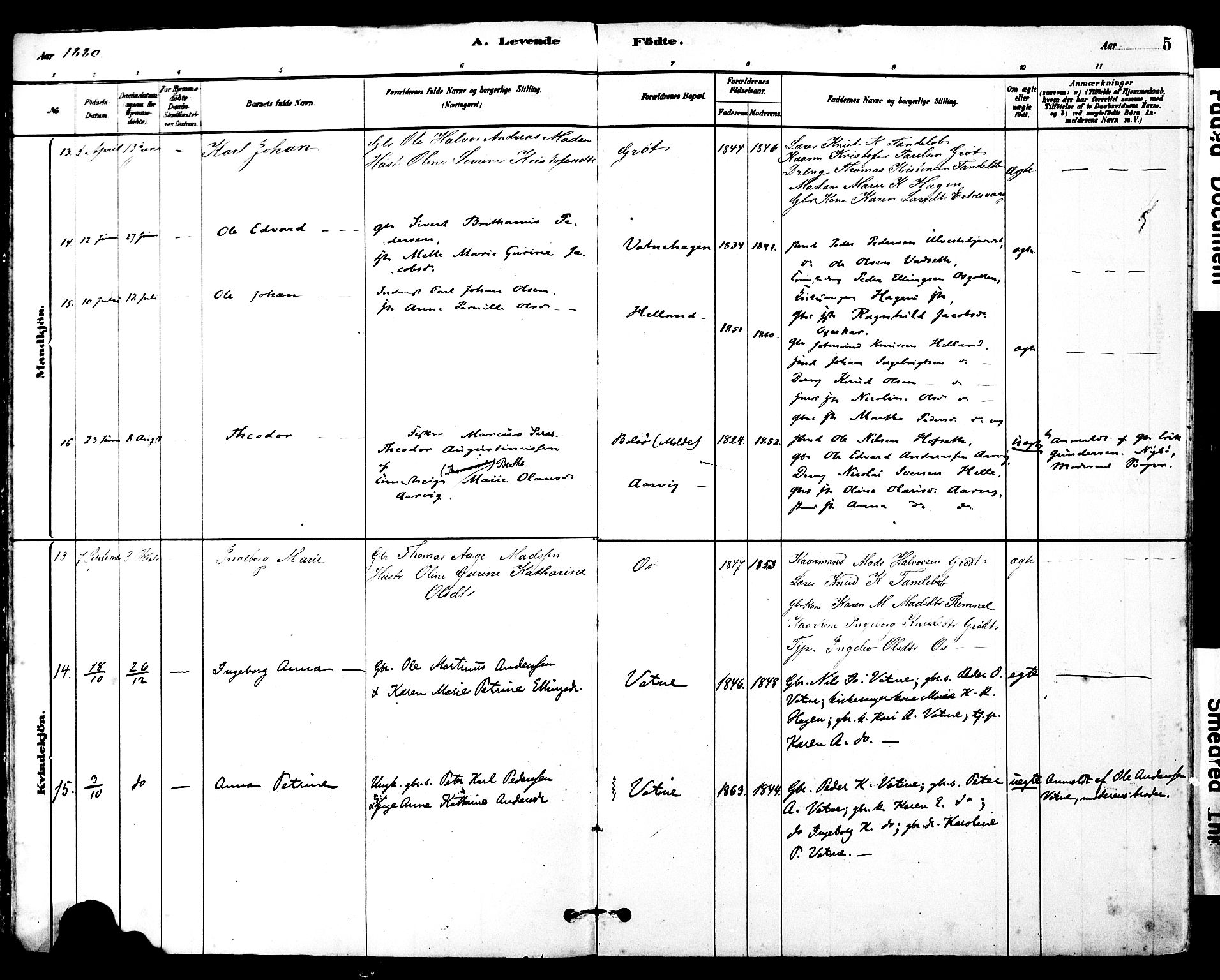 Ministerialprotokoller, klokkerbøker og fødselsregistre - Møre og Romsdal, AV/SAT-A-1454/525/L0374: Parish register (official) no. 525A04, 1880-1899, p. 5