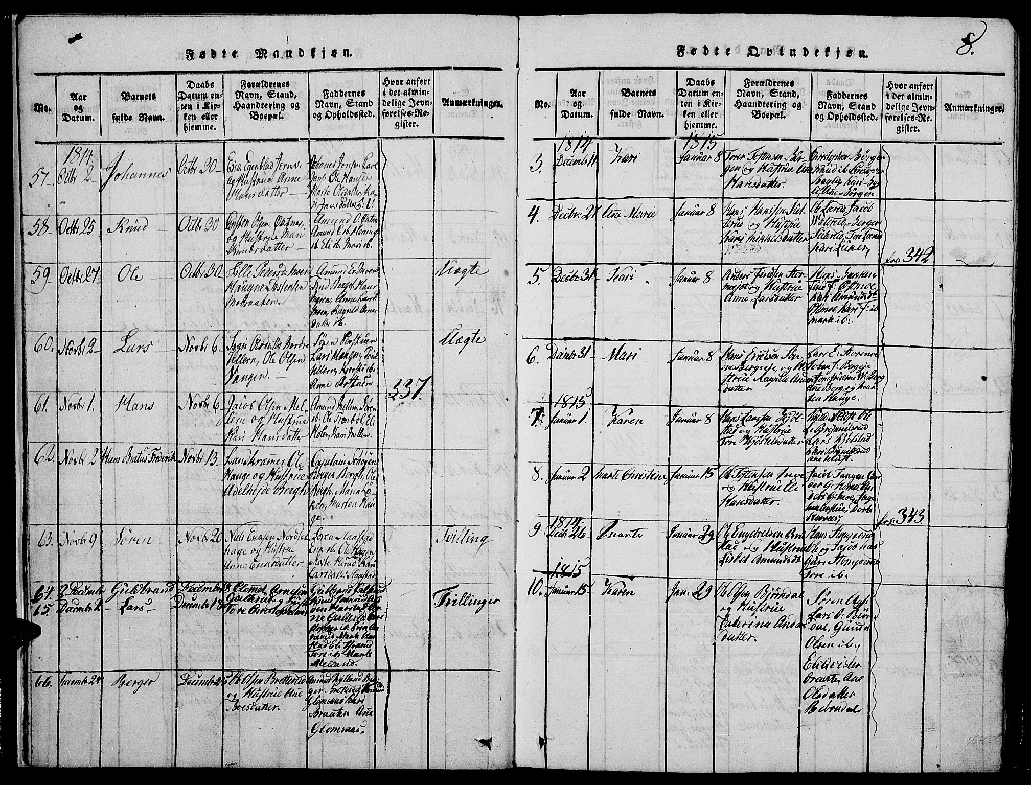 Strøm-Odalen prestekontor, SAH/PREST-028/H/Ha/Hab/L0001: Parish register (copy) no. 1, 1813-1825, p. 8