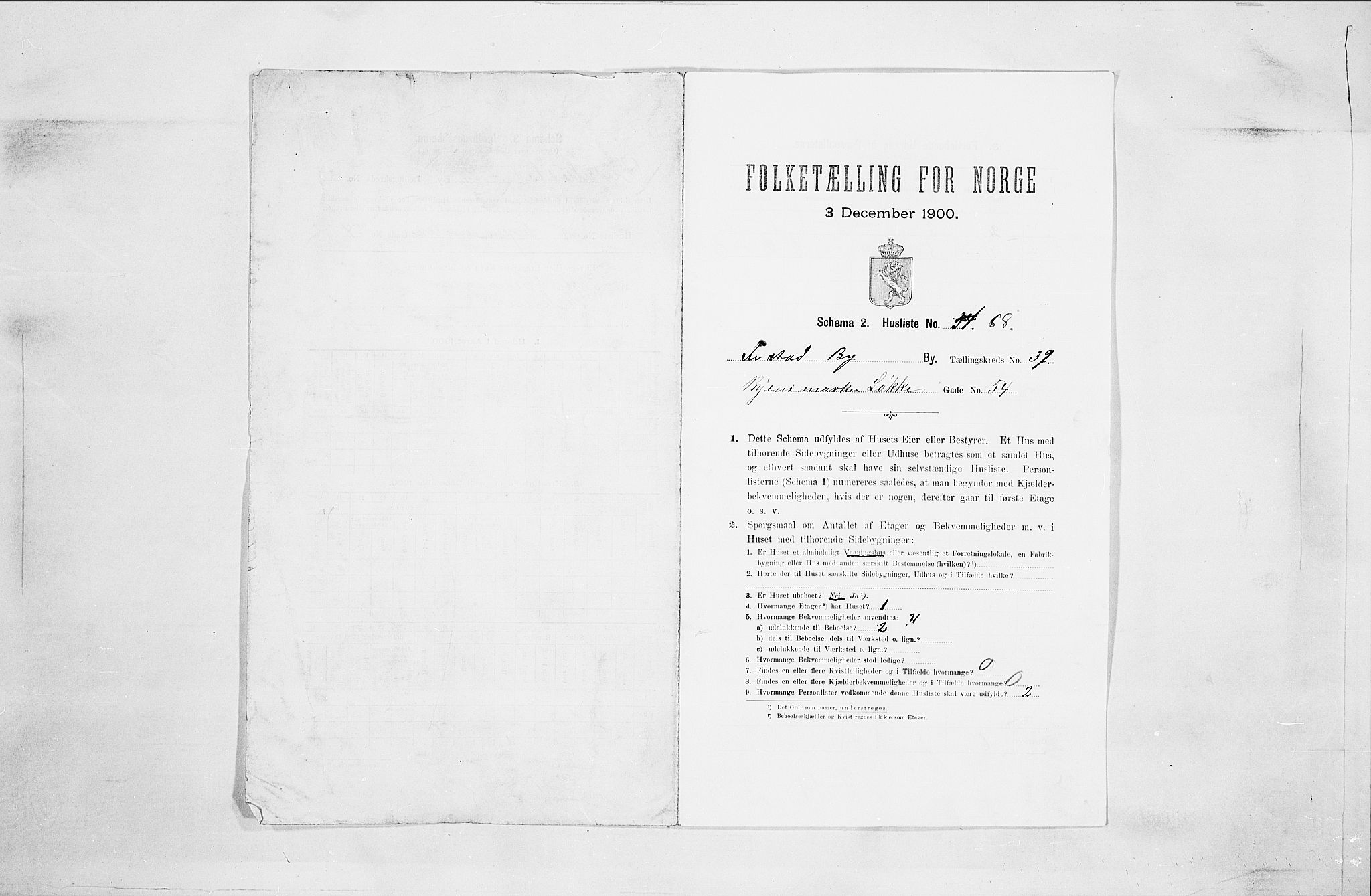 SAO, 1900 census for Fredrikstad, 1900