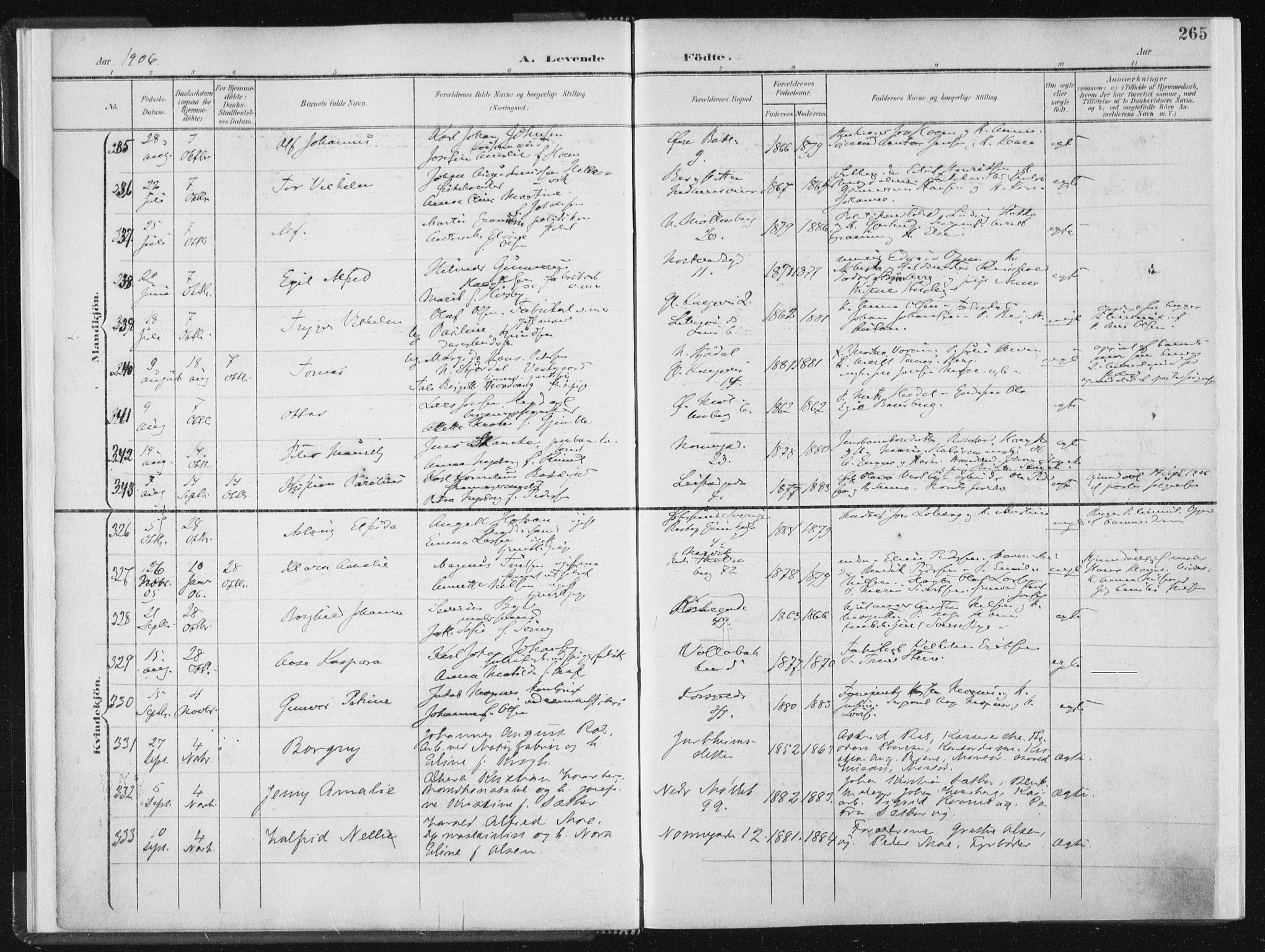 Ministerialprotokoller, klokkerbøker og fødselsregistre - Sør-Trøndelag, SAT/A-1456/604/L0200: Parish register (official) no. 604A20II, 1901-1908, p. 265
