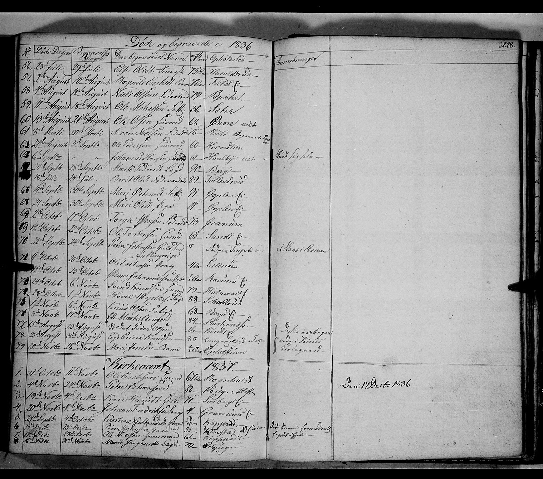 Land prestekontor, SAH/PREST-120/H/Ha/Hab/L0002: Parish register (copy) no. 2, 1833-1849, p. 228