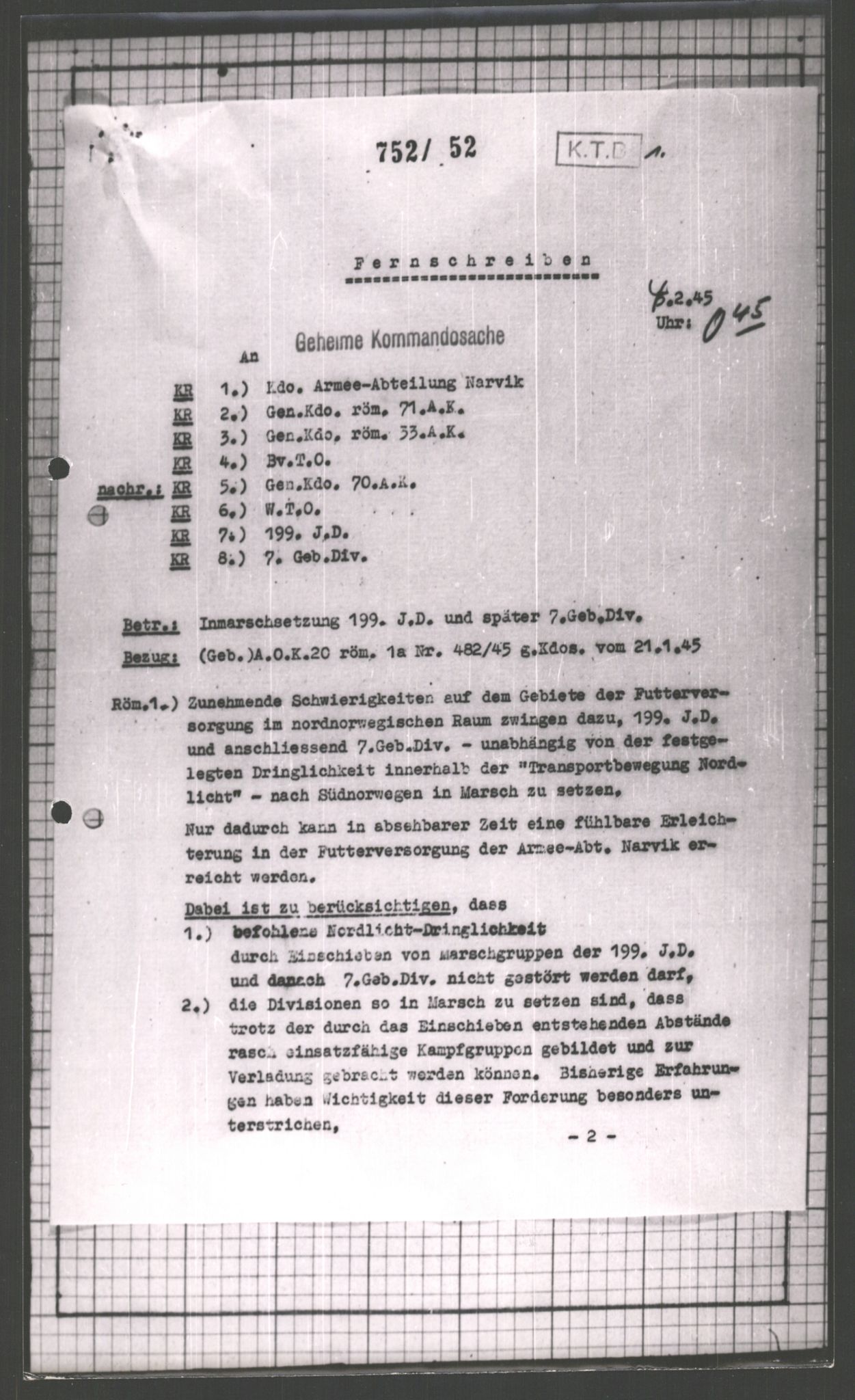 Forsvarets Overkommando. 2 kontor. Arkiv 11.4. Spredte tyske arkivsaker, AV/RA-RAFA-7031/D/Dar/Dara/L0002: Krigsdagbøker for 20. Gebirgs-Armee-Oberkommando (AOK 20), 1945, p. 465