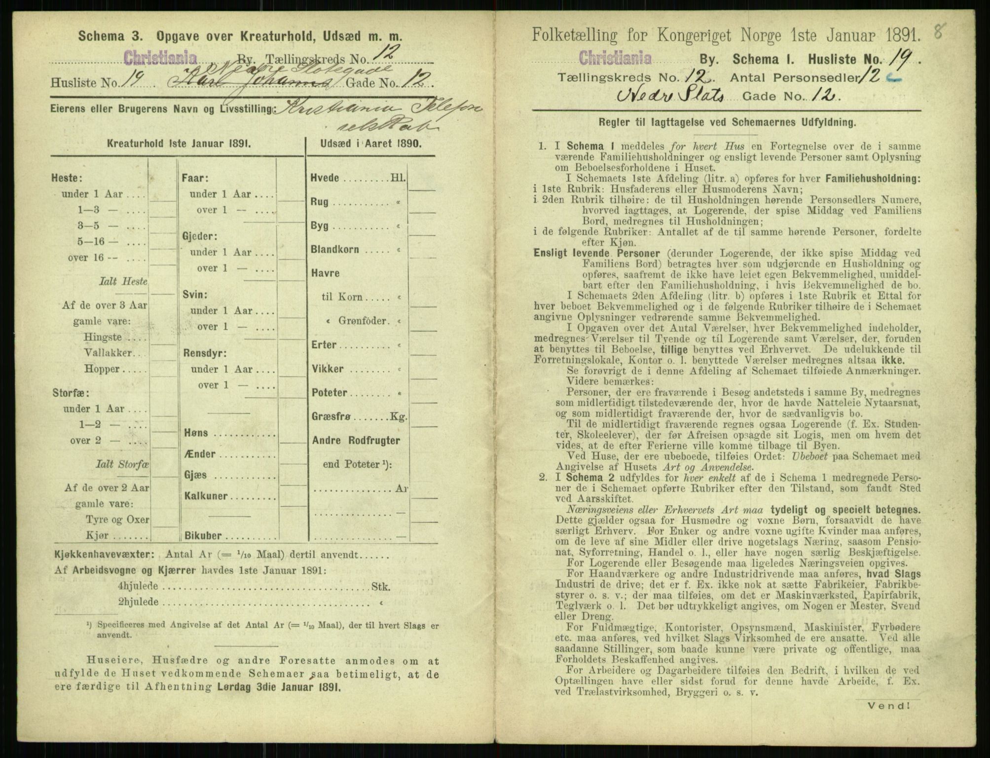 RA, 1891 census for 0301 Kristiania, 1891, p. 5418