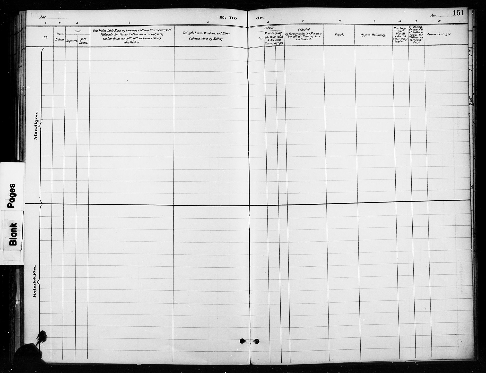 Gran prestekontor, SAH/PREST-112/H/Ha/Haa/L0018: Parish register (official) no. 18, 1889-1899, p. 151