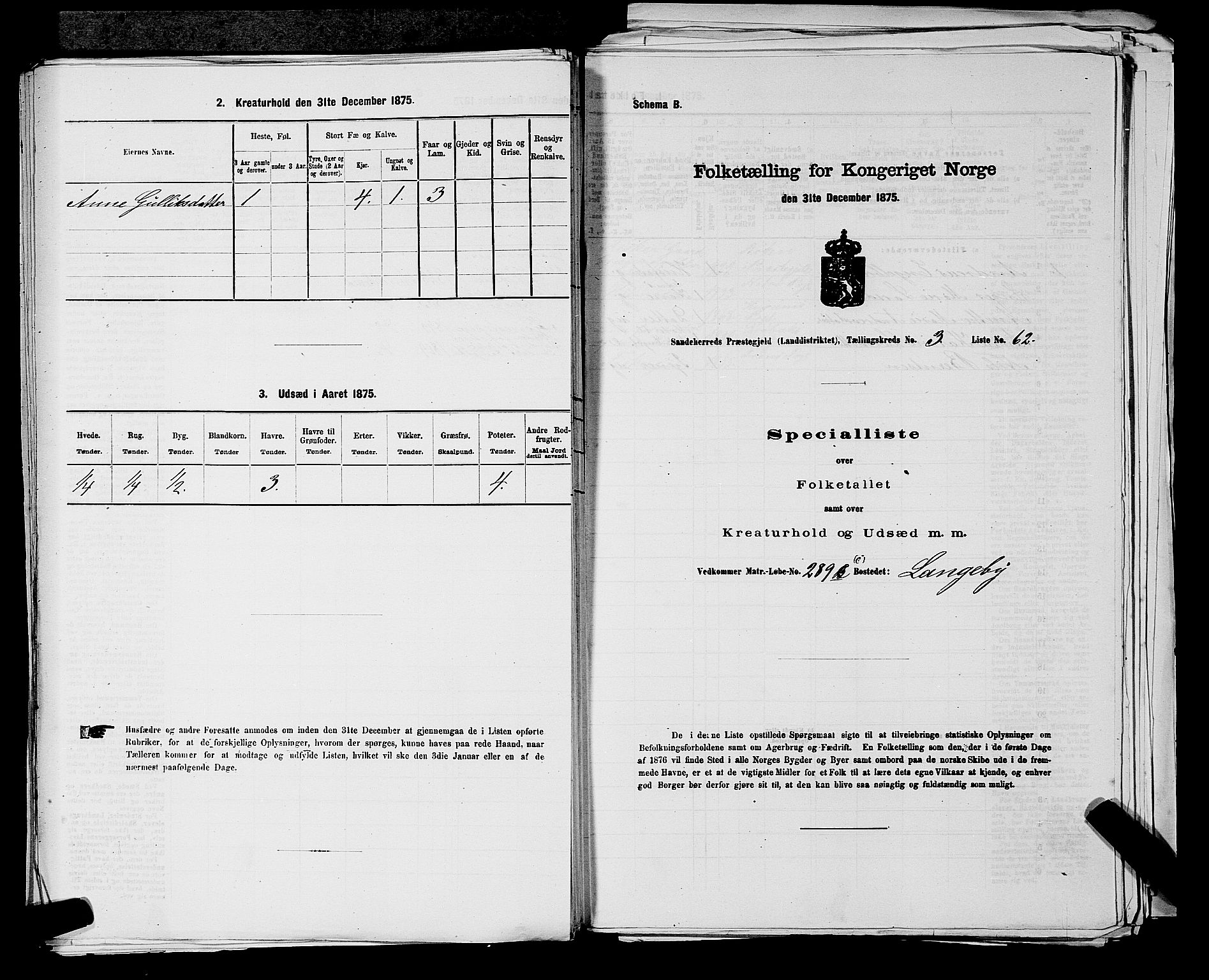 SAKO, 1875 census for 0724L Sandeherred/Sandeherred, 1875, p. 820