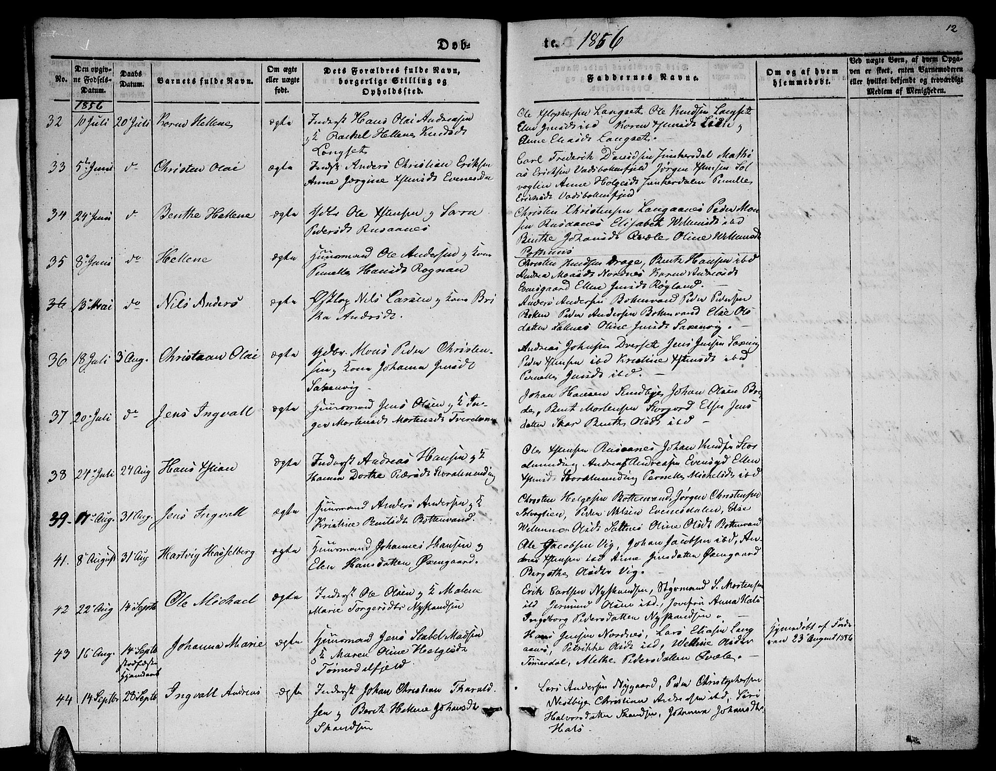 Ministerialprotokoller, klokkerbøker og fødselsregistre - Nordland, SAT/A-1459/847/L0678: Parish register (copy) no. 847C06, 1854-1870, p. 12