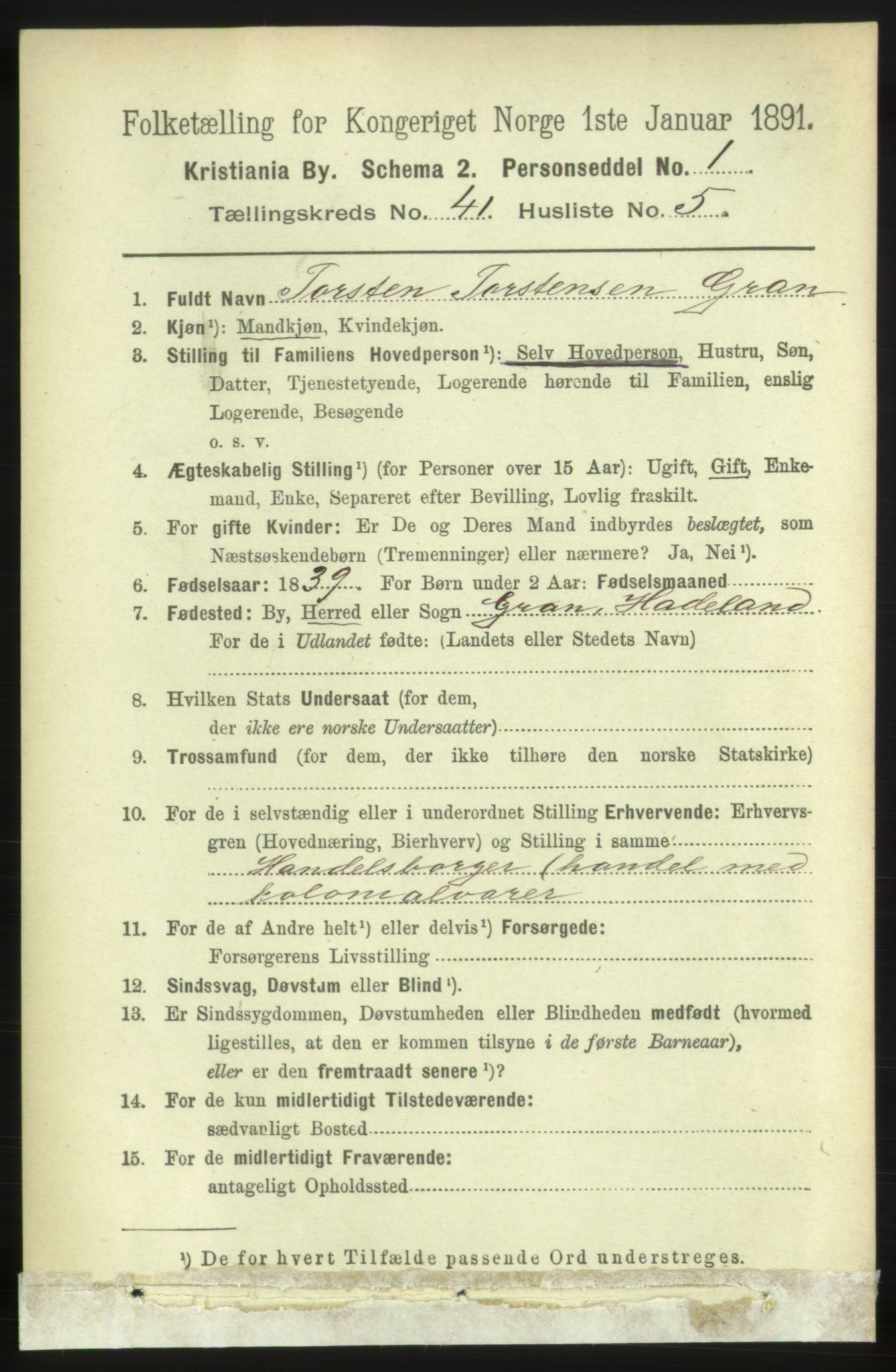 RA, 1891 census for 0301 Kristiania, 1891, p. 24078