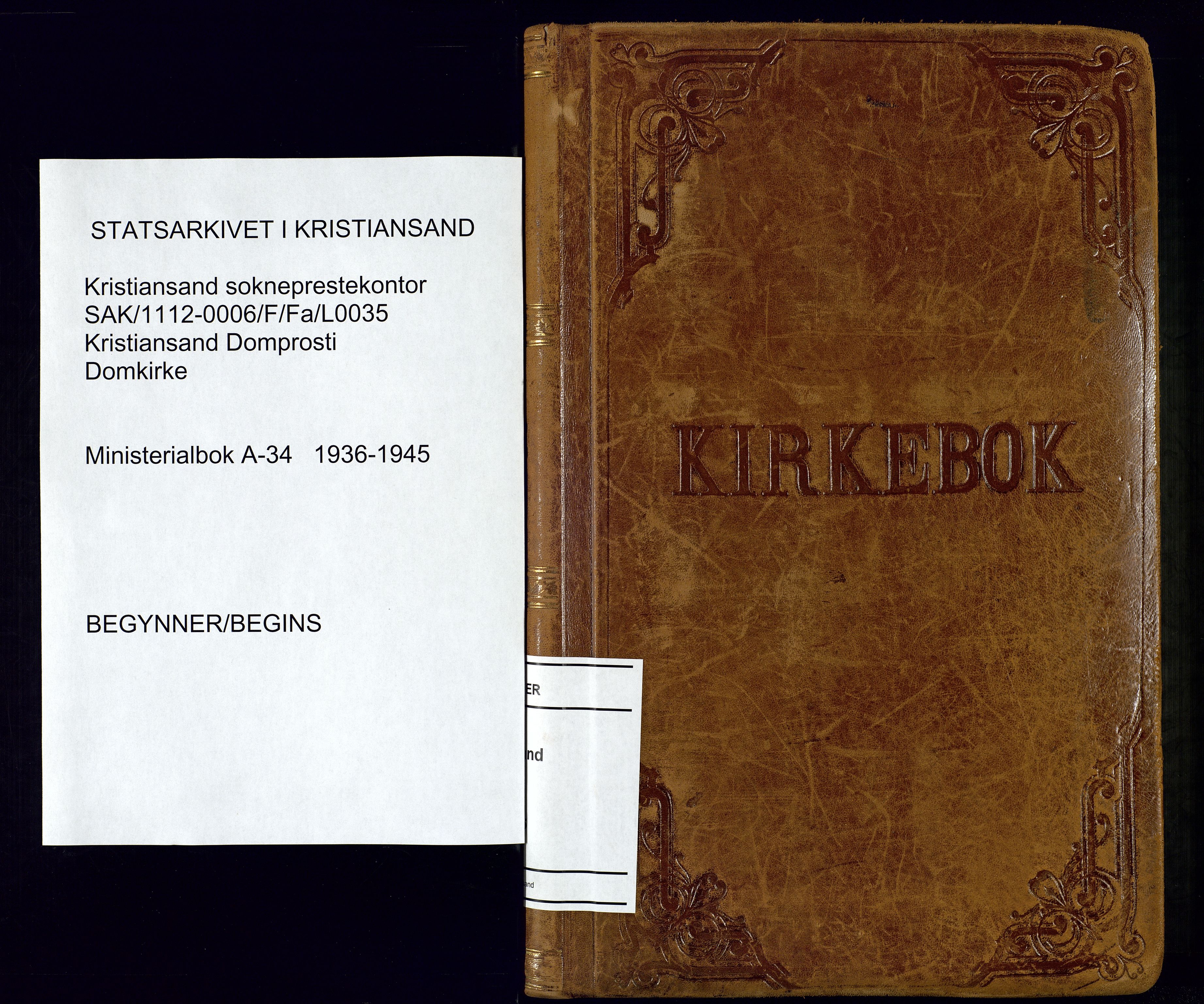 Kristiansand domprosti, SAK/1112-0006/F/Fa/L0035: Parish register (official) no. A-34, 1936-1945