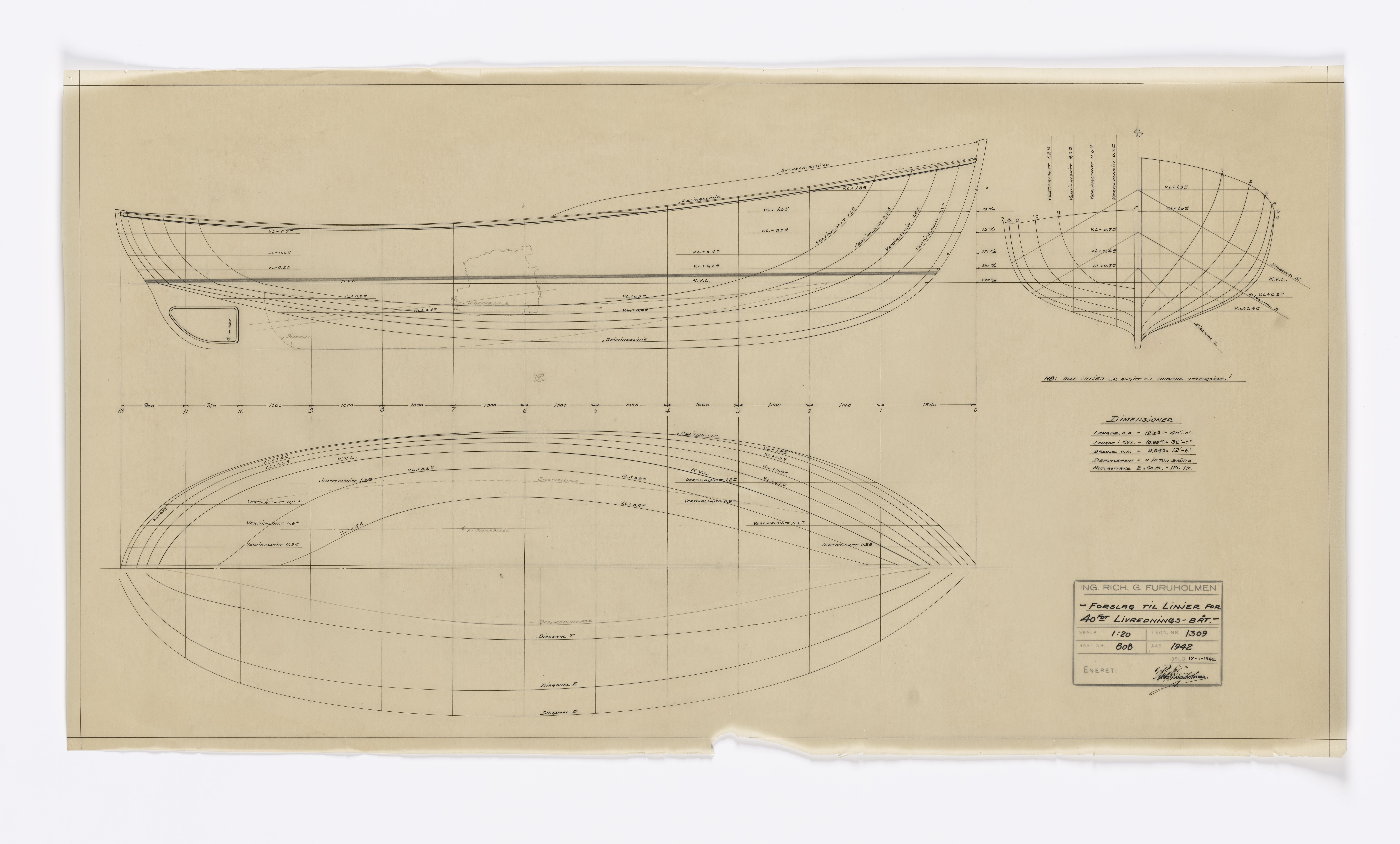 Furuholmen & Scheen, AFM/OM-1003/T/Ta/L0009/0001: Redningsfartøy / Furuholmen, 1942-1947