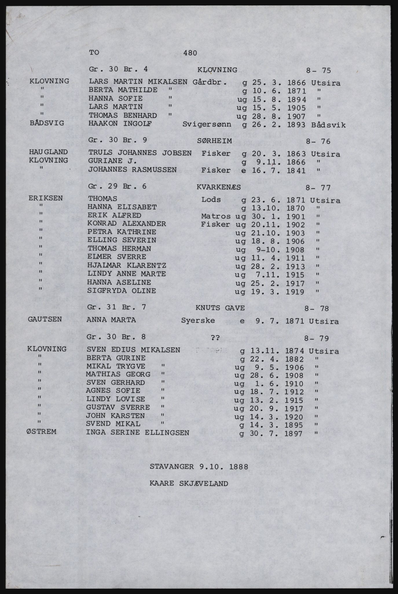 SAST, Copy of 1920 census for Karmøy, 1920, p. 504