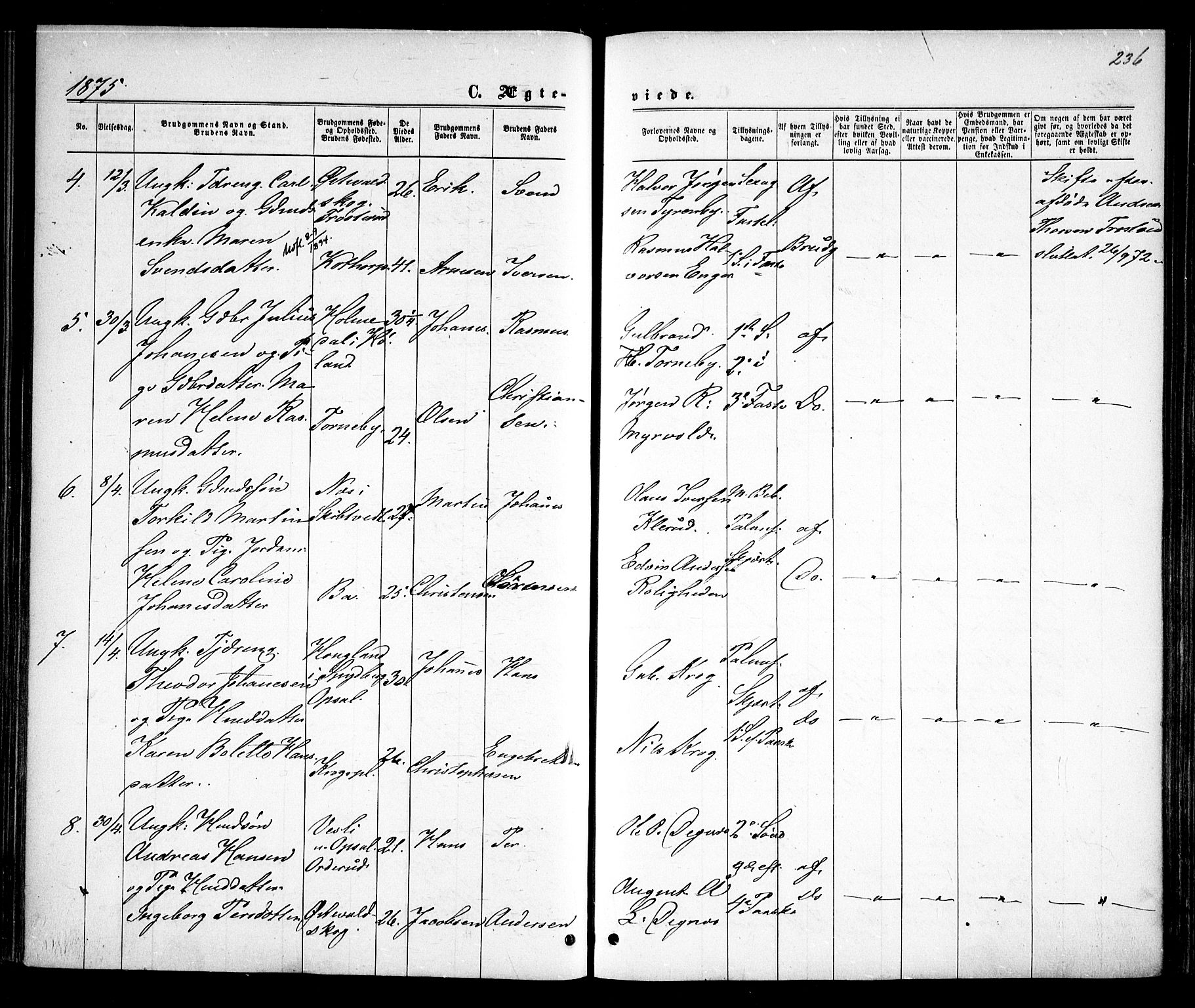 Rødenes prestekontor Kirkebøker, AV/SAO-A-2005/F/Fa/L0008: Parish register (official) no. I 8, 1869-1879, p. 236