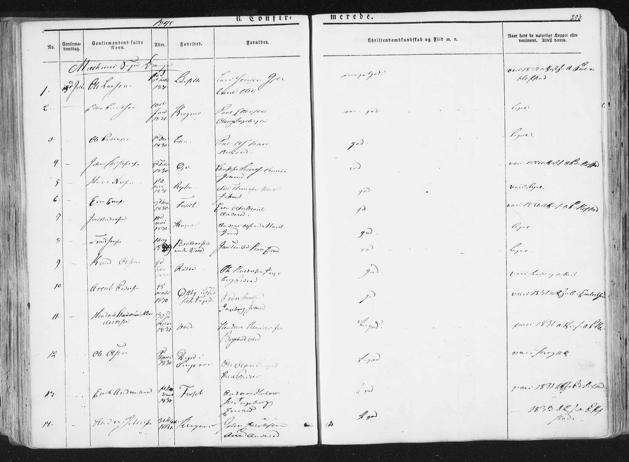 Ministerialprotokoller, klokkerbøker og fødselsregistre - Sør-Trøndelag, SAT/A-1456/691/L1074: Parish register (official) no. 691A06, 1842-1852, p. 203