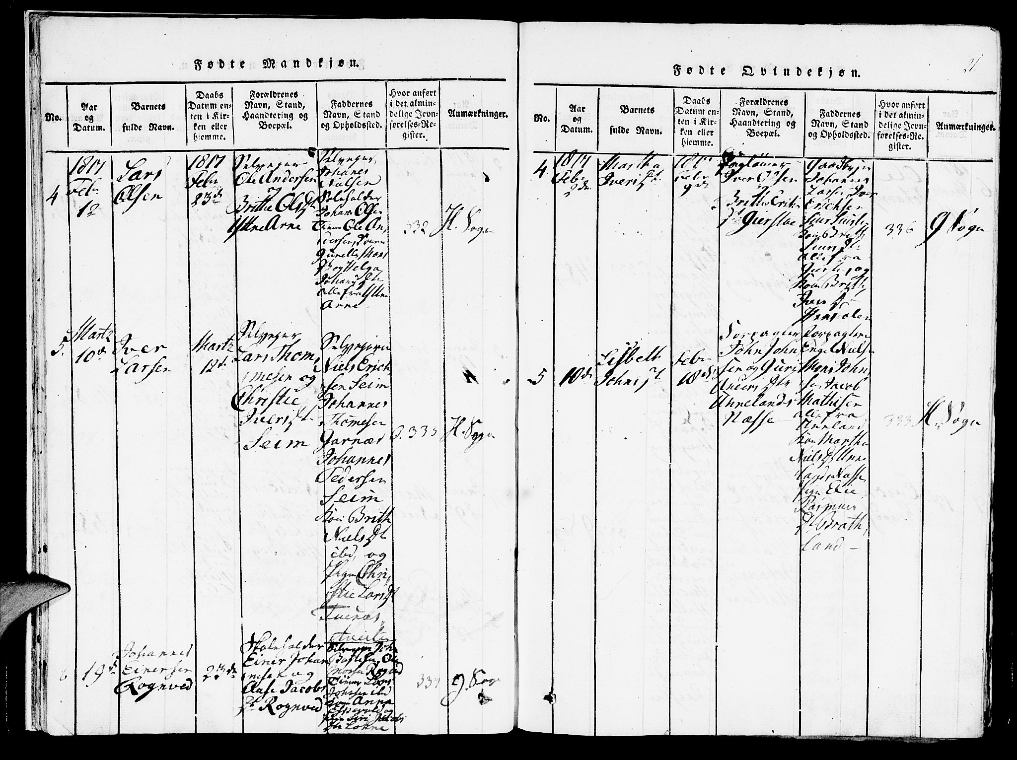 Haus sokneprestembete, AV/SAB-A-75601/H/Haa: Parish register (official) no. A 12, 1816-1821, p. 21