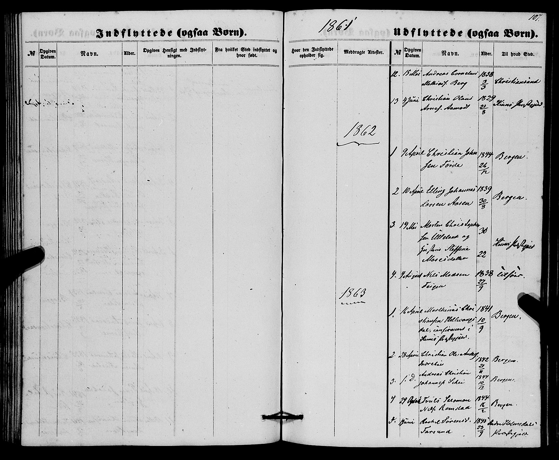Førde sokneprestembete, SAB/A-79901/H/Haa/Haaa/L0010: Parish register (official) no. A 10, 1861-1876, p. 107
