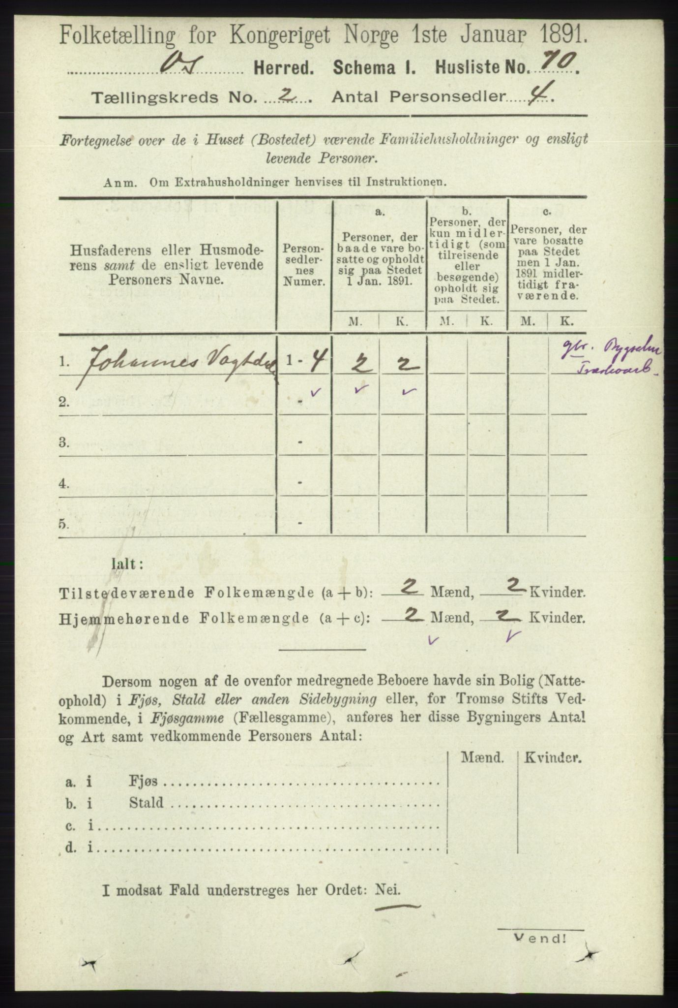 RA, 1891 census for 1243 Os, 1891, p. 424