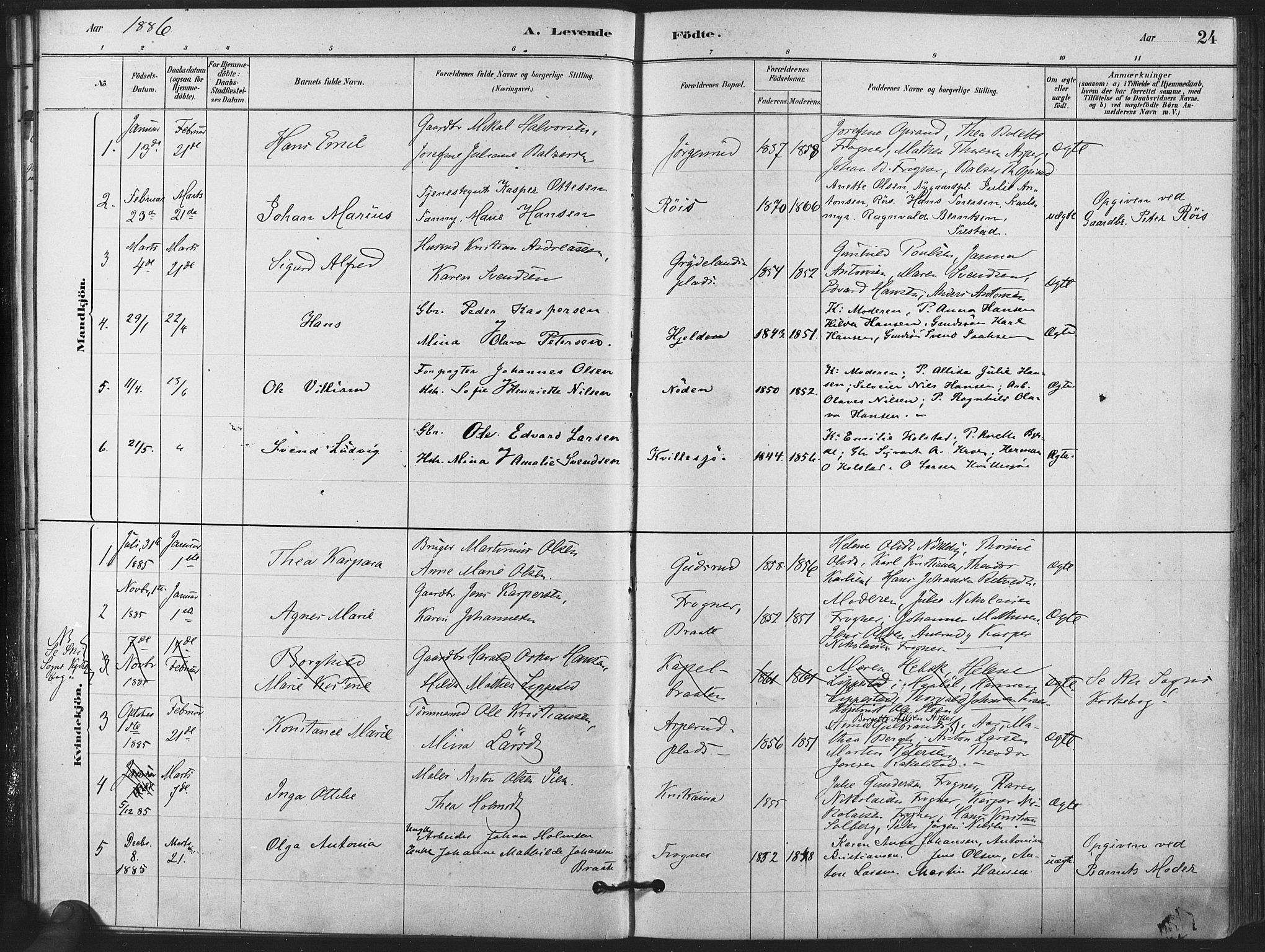 Kråkstad prestekontor Kirkebøker, AV/SAO-A-10125a/F/Fa/L0009: Parish register (official) no. I 9, 1880-1892, p. 24