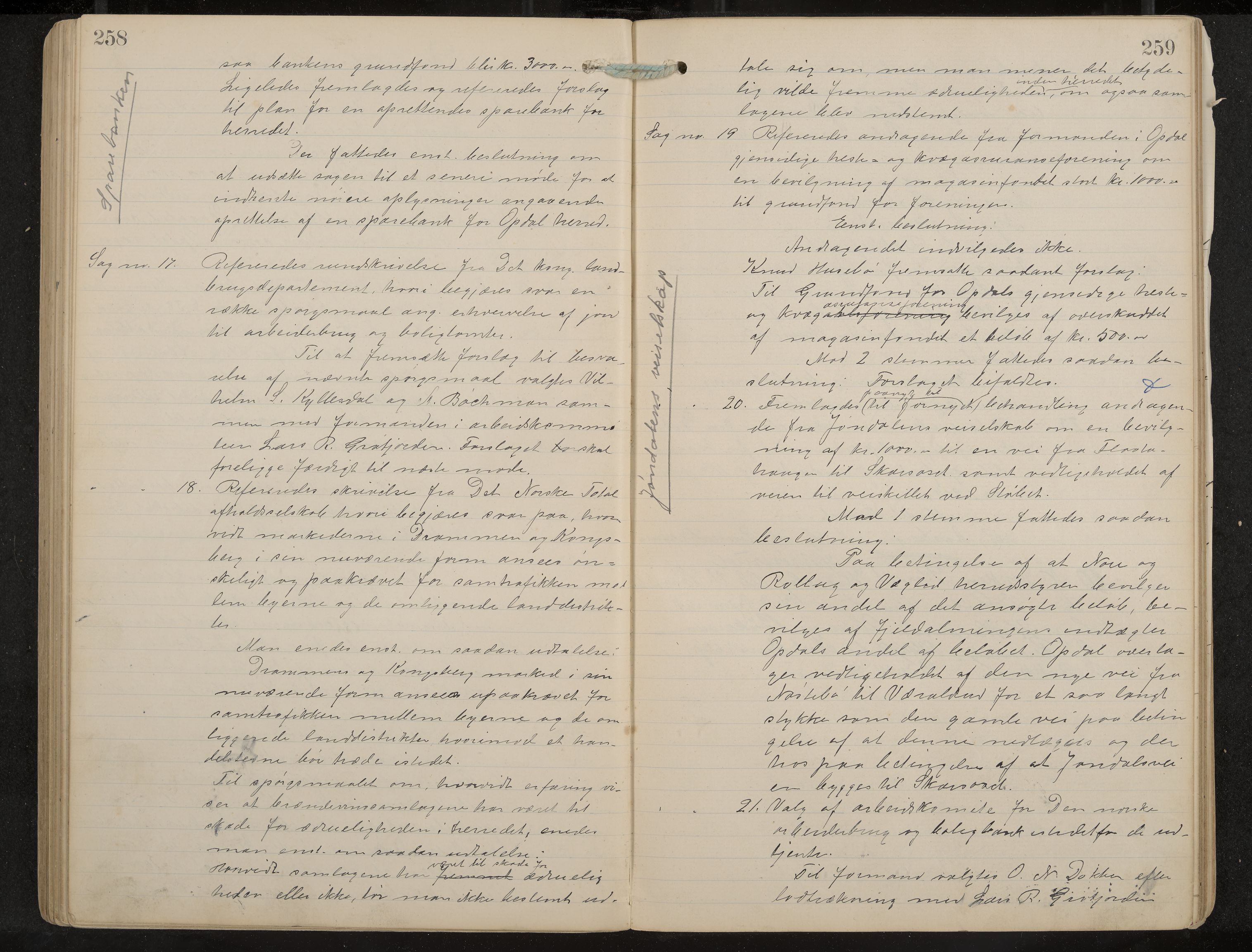 Uvdal formannskap og sentraladministrasjon, IKAK/0634021/A/Aa/L0001: Møtebok, 1901-1909, p. 258-259