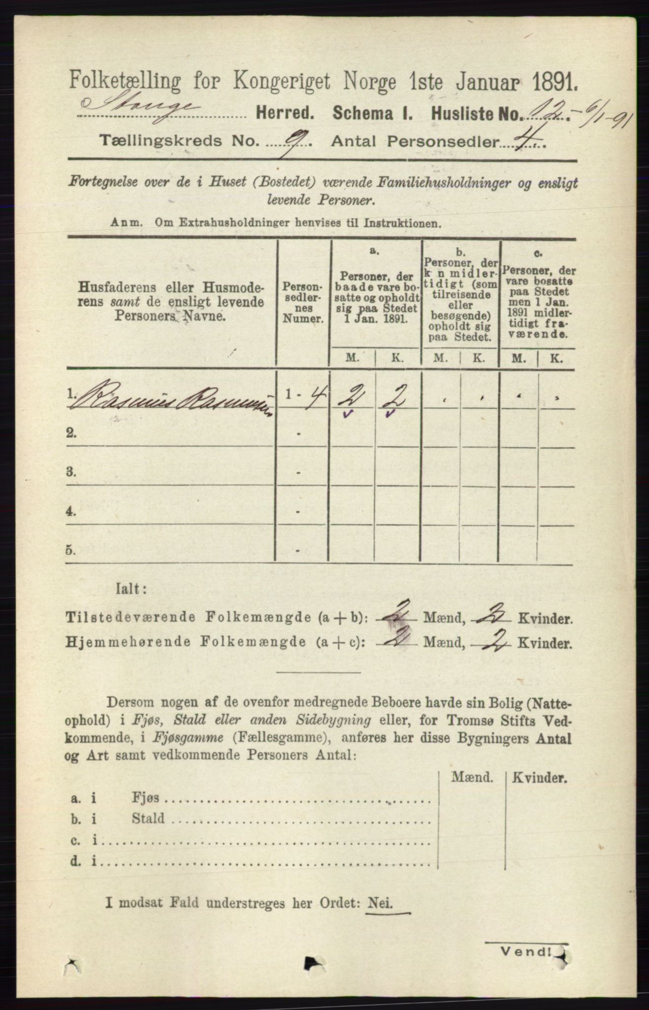 RA, 1891 census for 0417 Stange, 1891, p. 5943