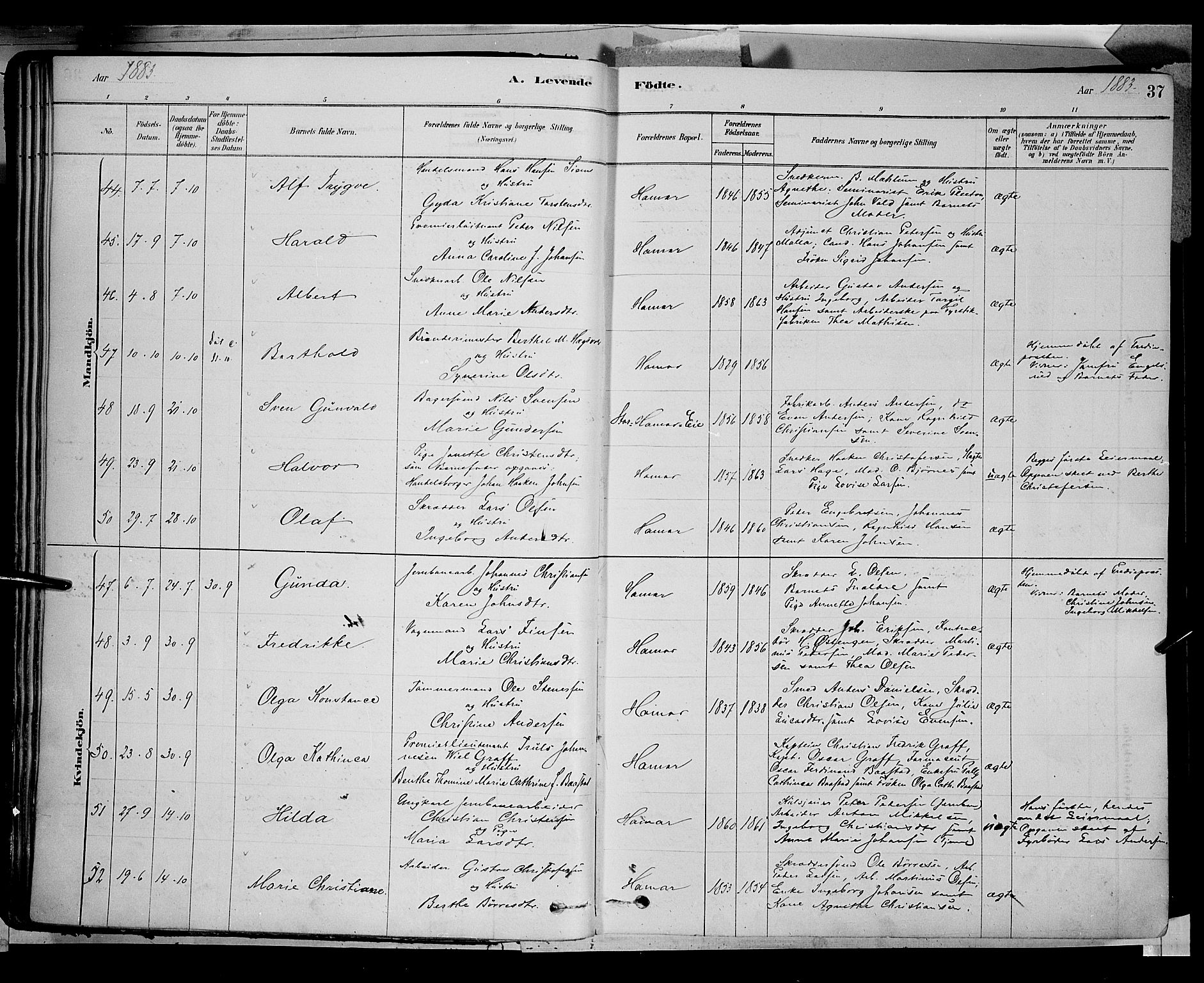 Vang prestekontor, Hedmark, AV/SAH-PREST-008/H/Ha/Haa/L0016: Parish register (official) no. 16, 1878-1889, p. 37