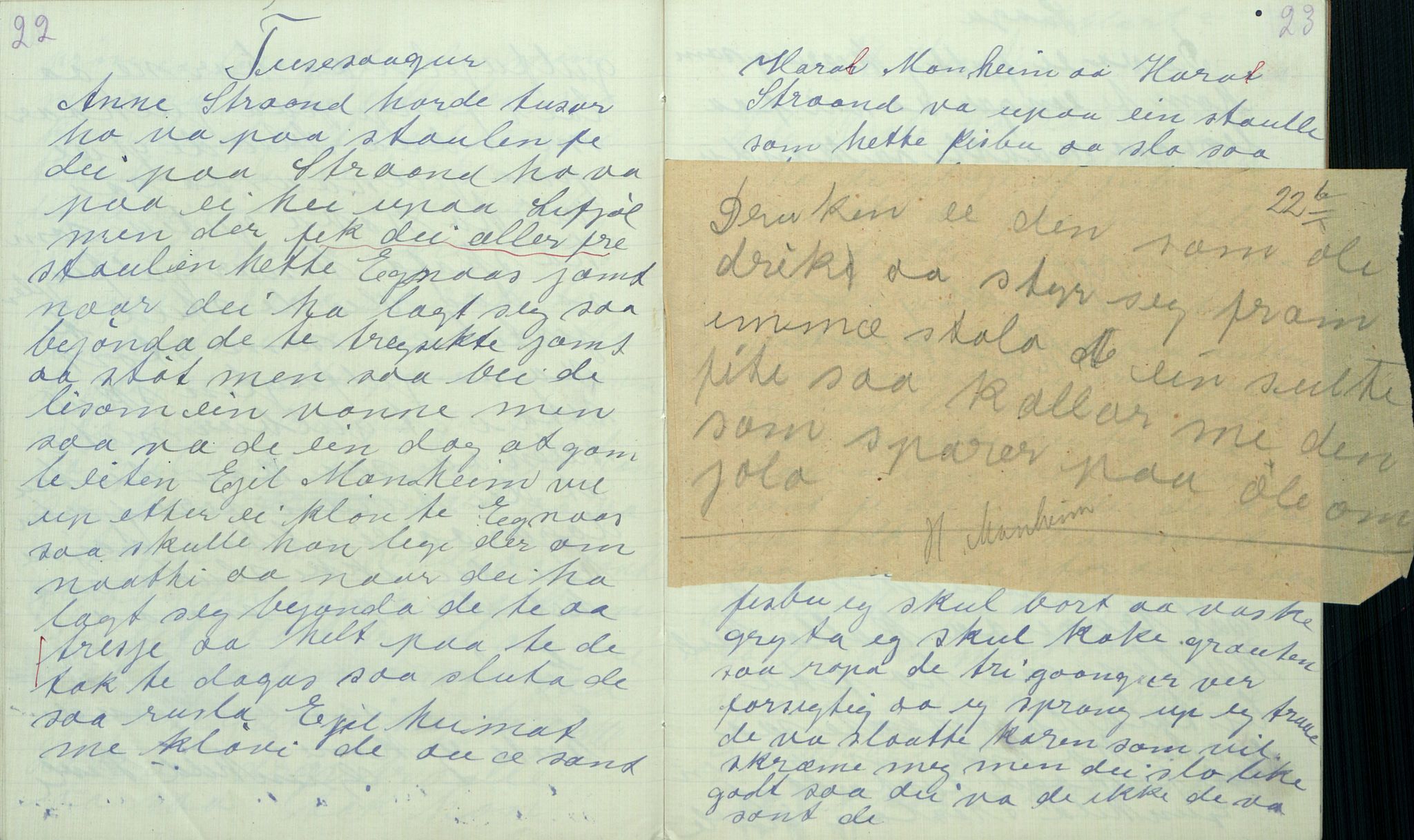 Rikard Berge, TEMU/TGM-A-1003/F/L0011/0011: 381-399 / 391 Oppskrifter av Gunnhild Kivle, 1918-1919, p. 22-23