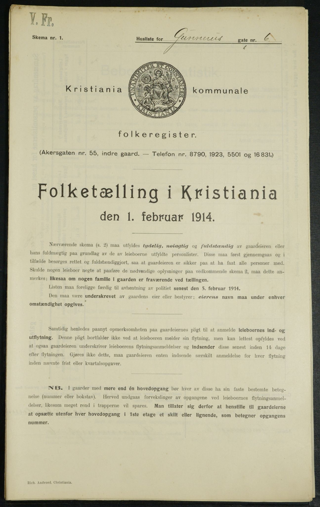 OBA, Municipal Census 1914 for Kristiania, 1914, p. 5221