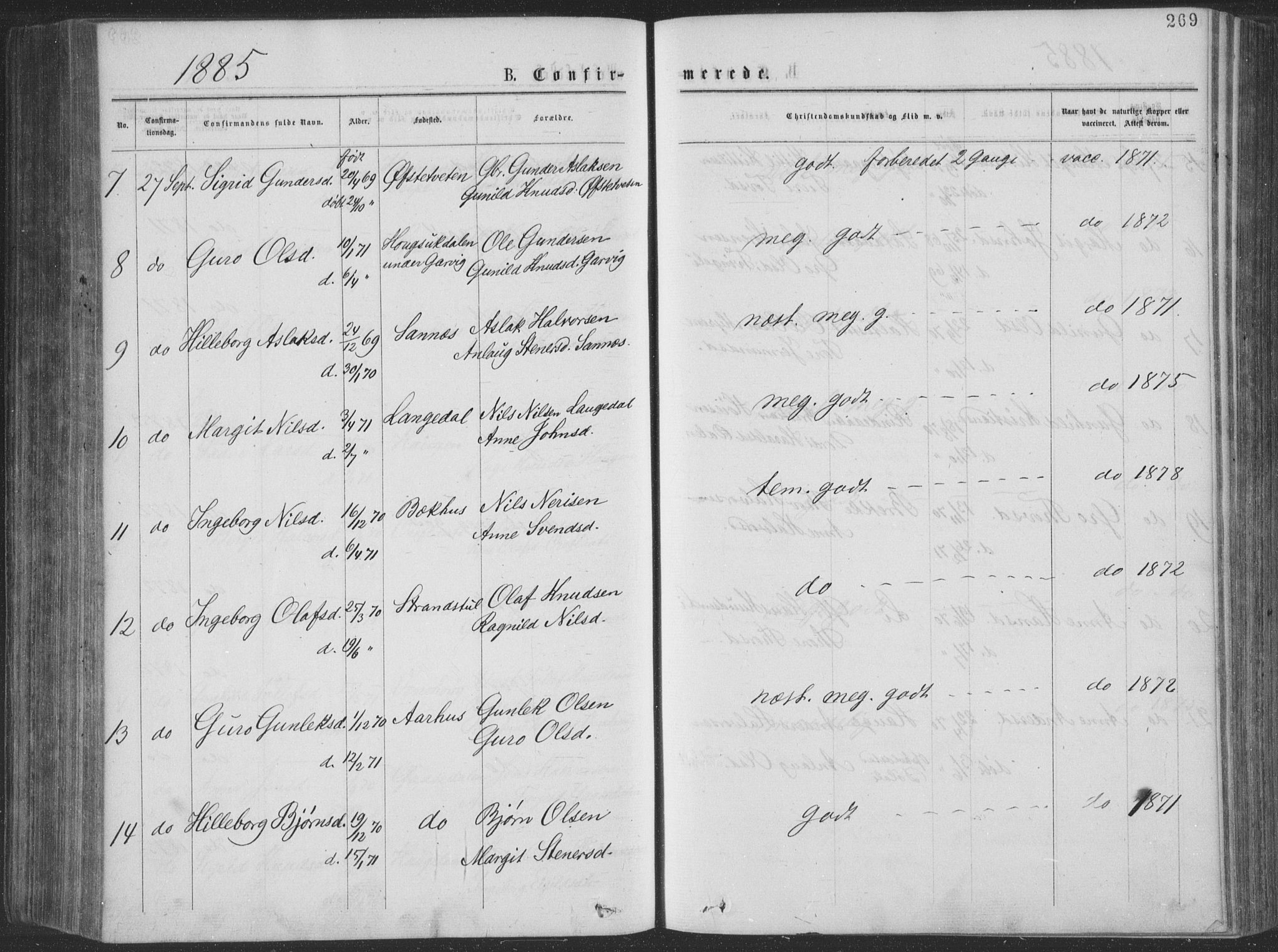 Seljord kirkebøker, AV/SAKO-A-20/F/Fa/L0014: Parish register (official) no. I 14, 1877-1886, p. 269