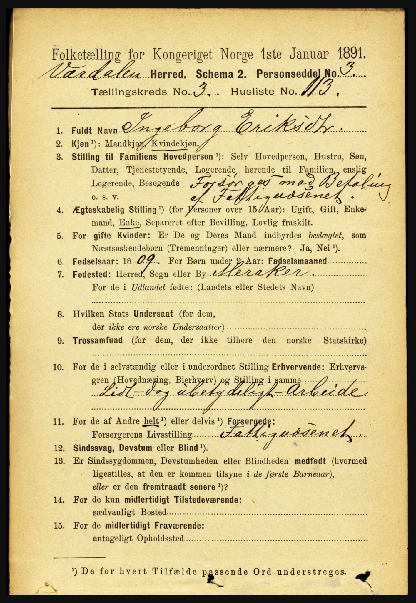 RA, 1891 census for 1721 Verdal, 1891, p. 2401