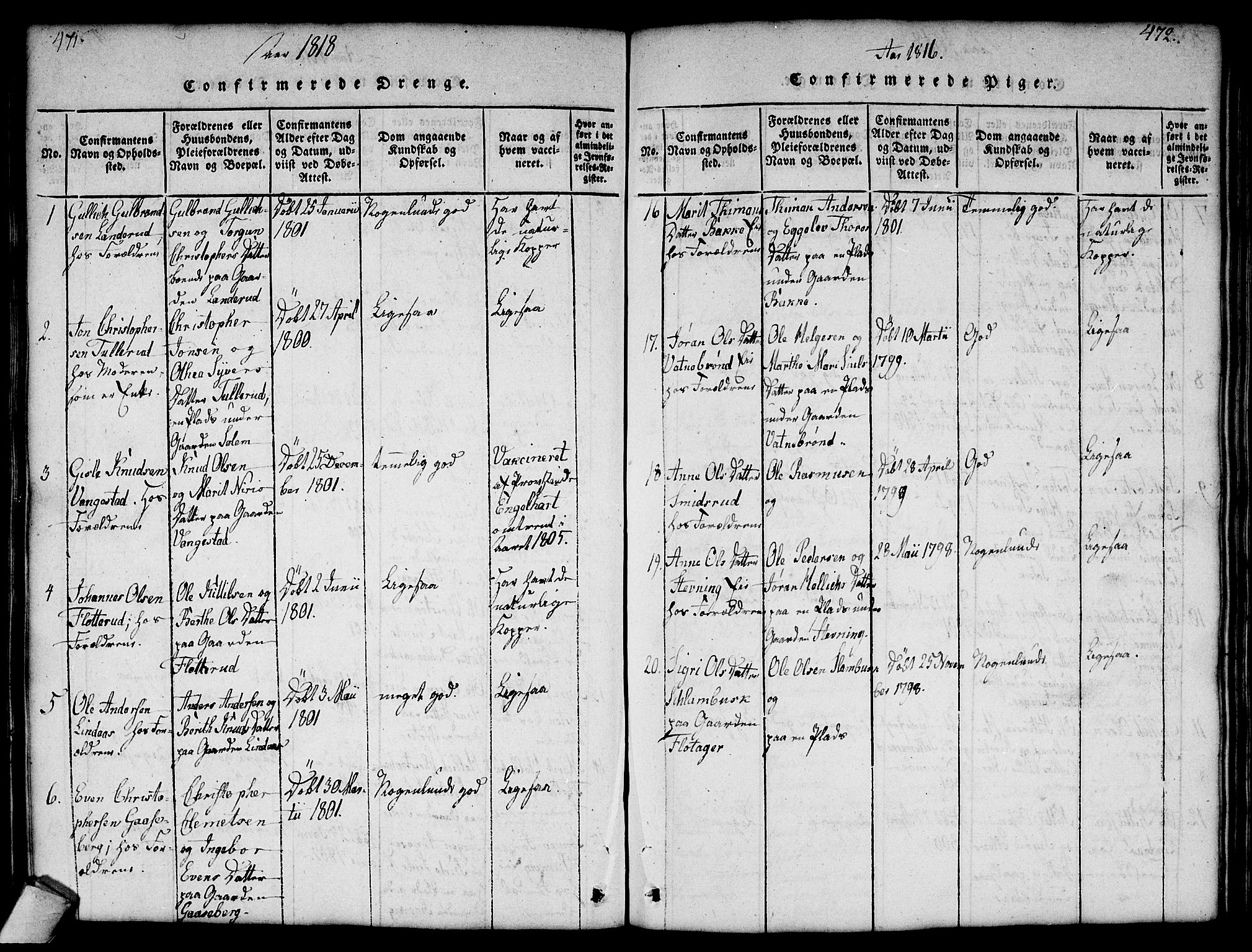 Flesberg kirkebøker, SAKO/A-18/G/Ga/L0001: Parish register (copy) no. I 1, 1816-1834, p. 471-472