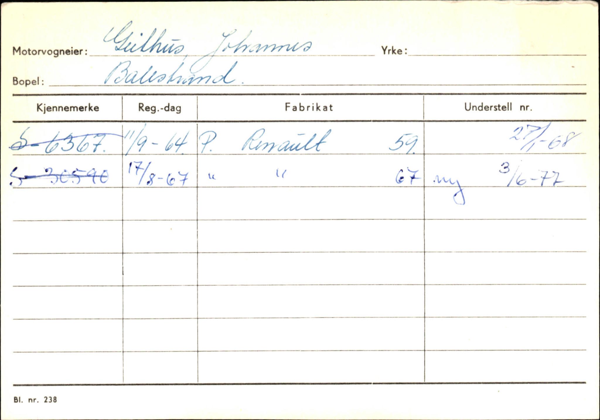 Statens vegvesen, Sogn og Fjordane vegkontor, SAB/A-5301/4/F/L0132: Eigarregister Askvoll A-Å. Balestrand A-Å, 1945-1975, p. 1751