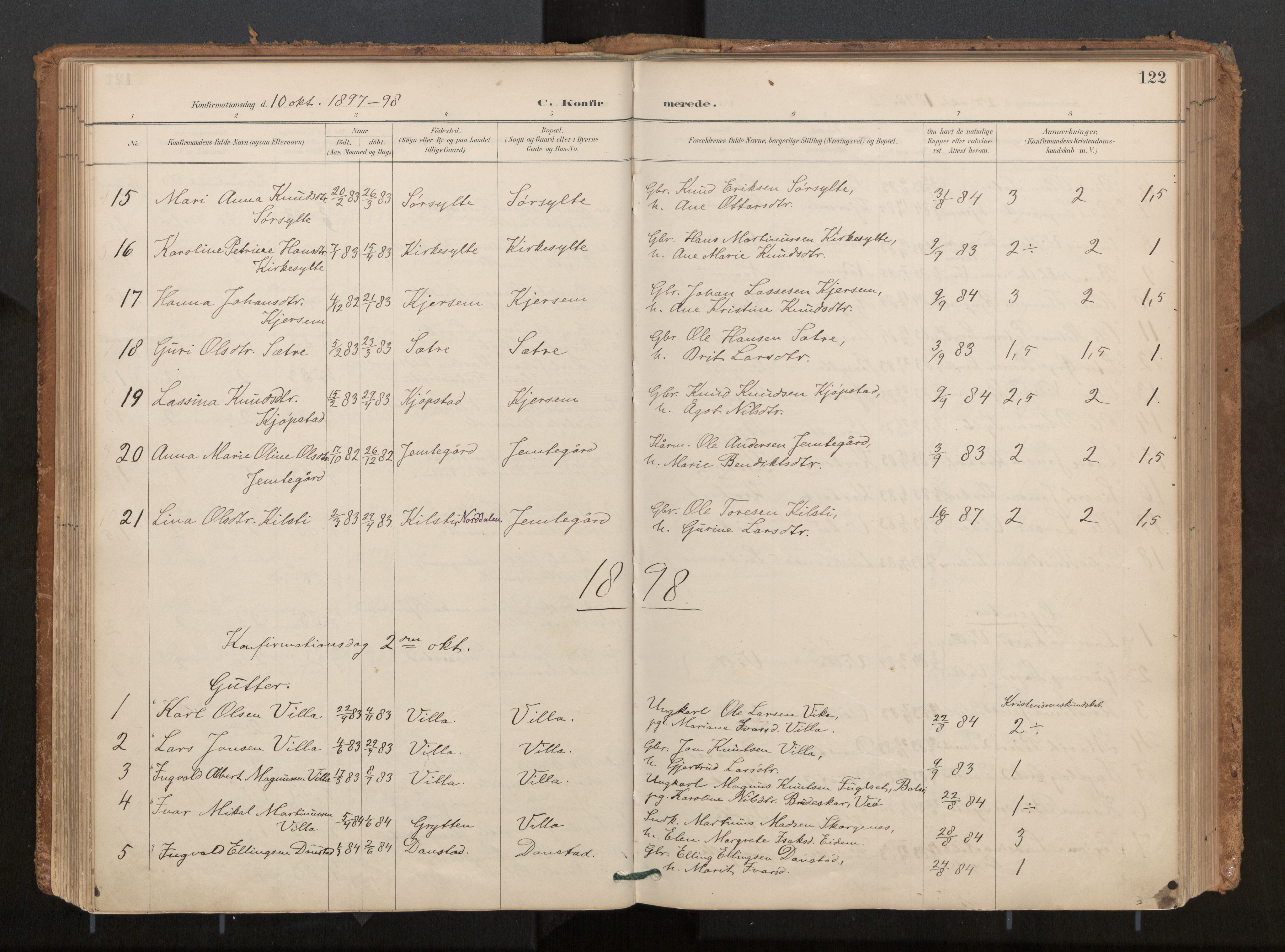 Ministerialprotokoller, klokkerbøker og fødselsregistre - Møre og Romsdal, SAT/A-1454/541/L0545a: Parish register (official) no. 541A03, 1887-1912, p. 122