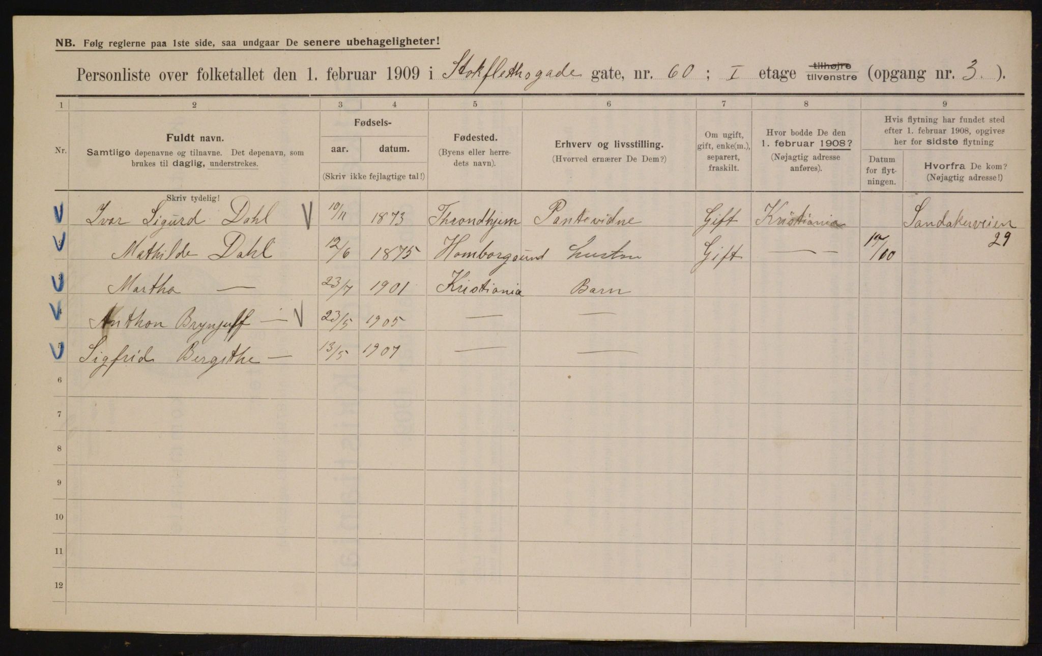 OBA, Municipal Census 1909 for Kristiania, 1909, p. 92589