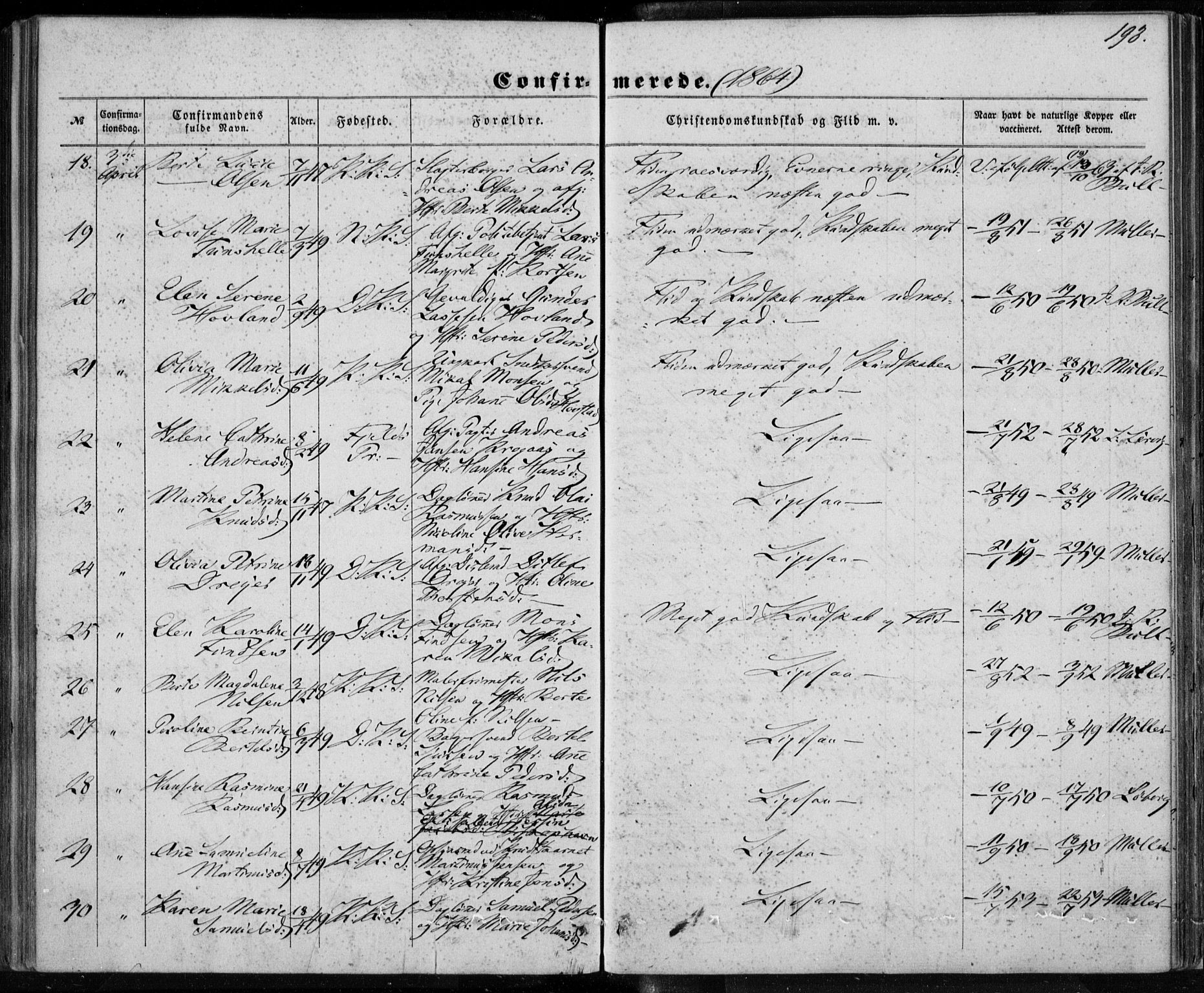 Korskirken sokneprestembete, SAB/A-76101/H/Haa/L0027: Parish register (official) no. C 3, 1854-1868, p. 193