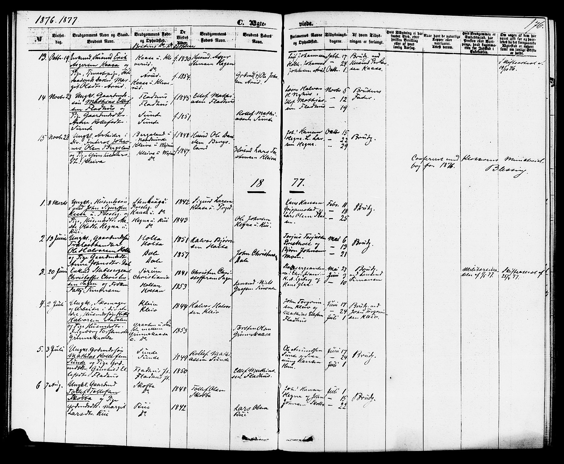 Sauherad kirkebøker, AV/SAKO-A-298/F/Fa/L0008: Parish register (official) no. I 8, 1873-1886, p. 176