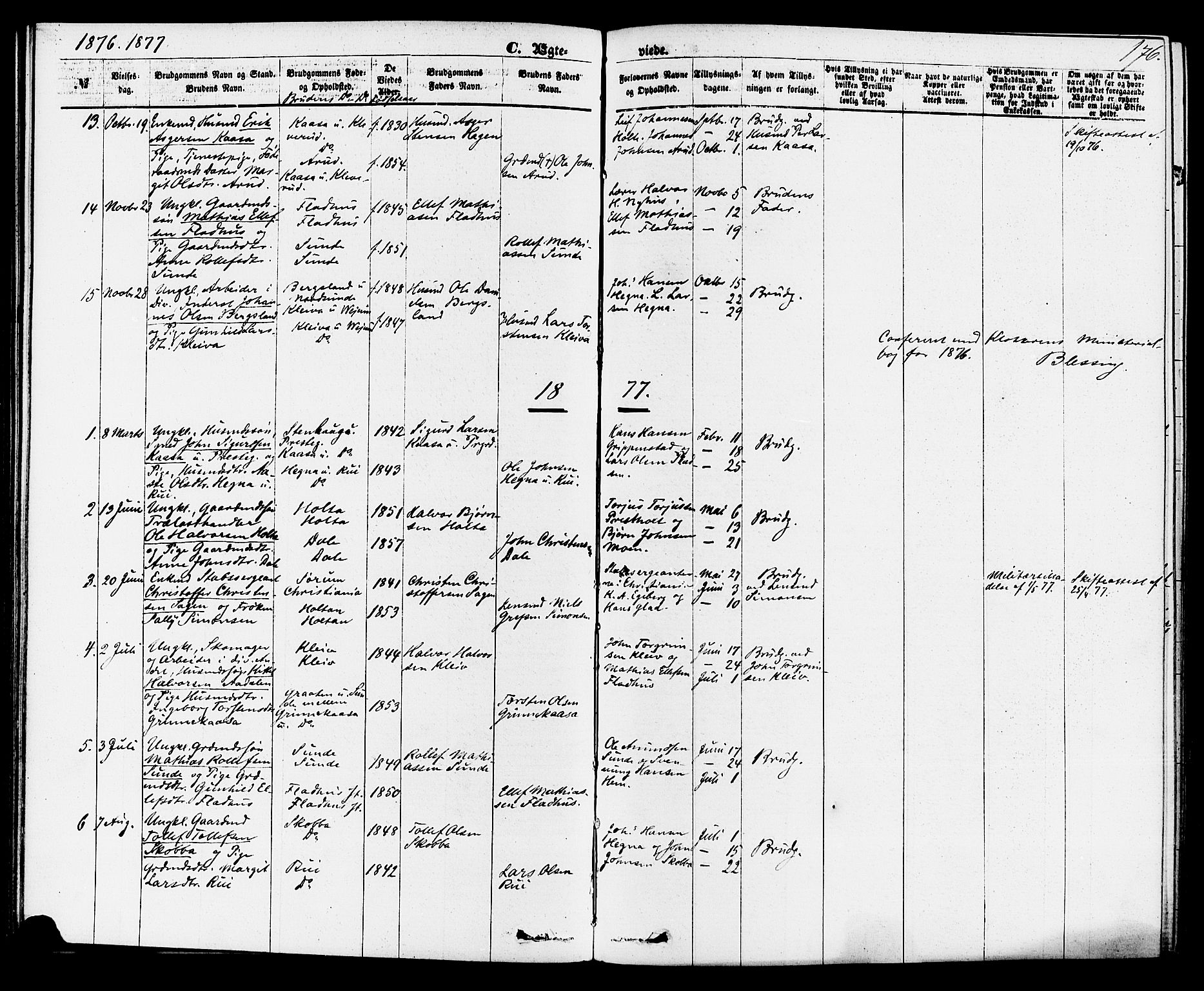 Sauherad kirkebøker, AV/SAKO-A-298/F/Fa/L0008: Parish register (official) no. I 8, 1873-1886, p. 176