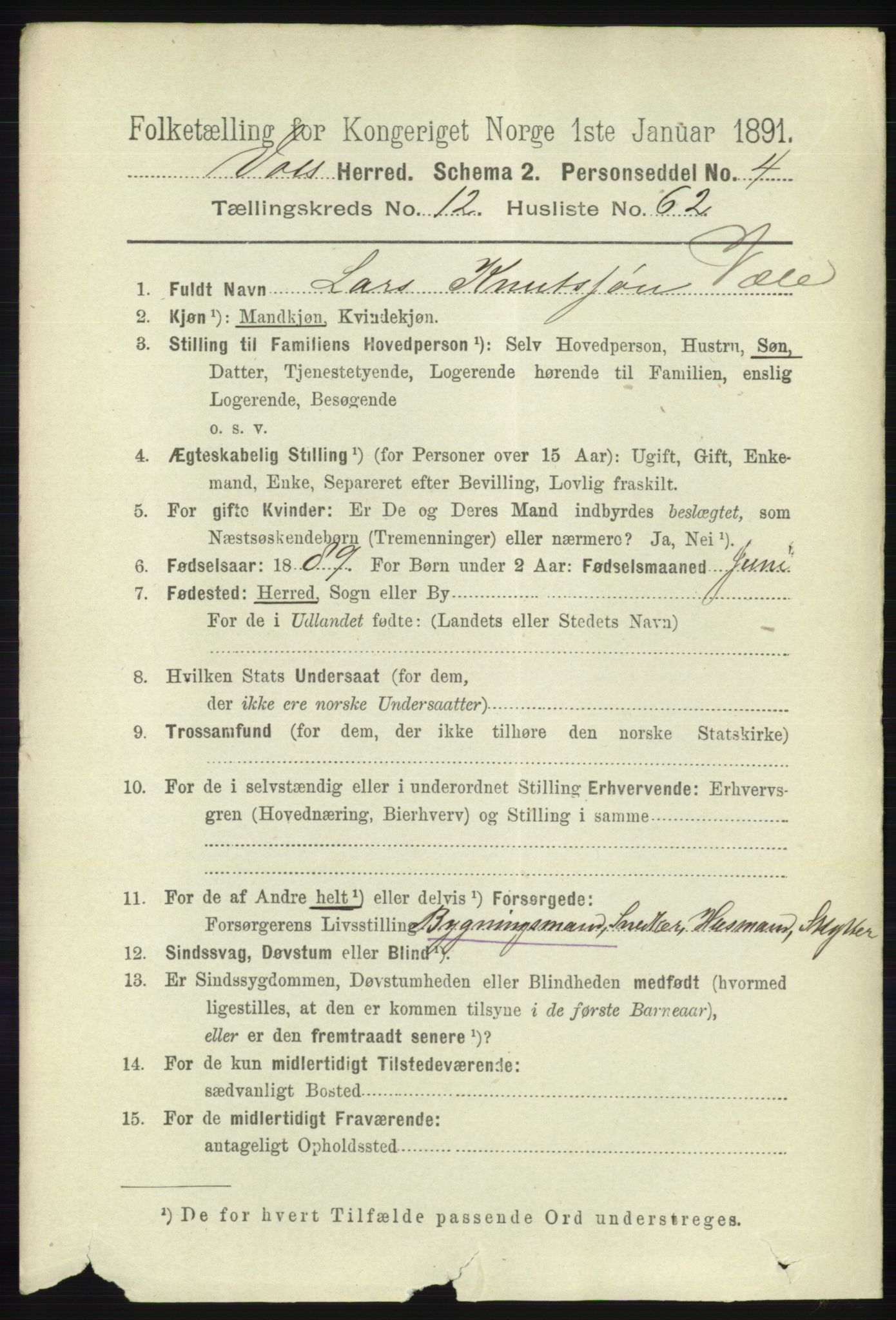 RA, 1891 census for 1235 Voss, 1891, p. 6835