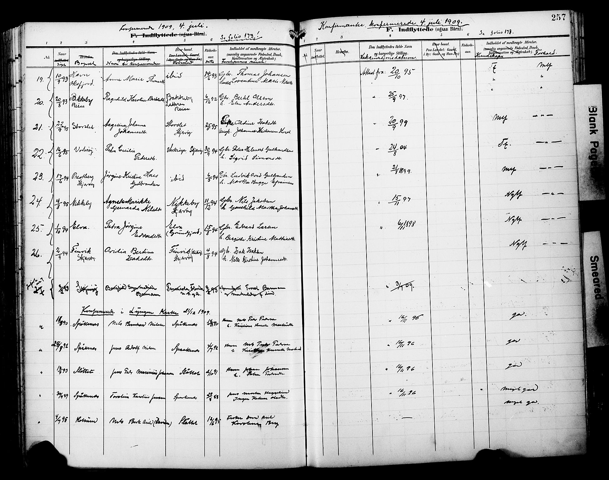 Skjervøy sokneprestkontor, AV/SATØ-S-1300/H/Ha/Haa/L0015kirke: Parish register (official) no. 15, 1899-1909, p. 257