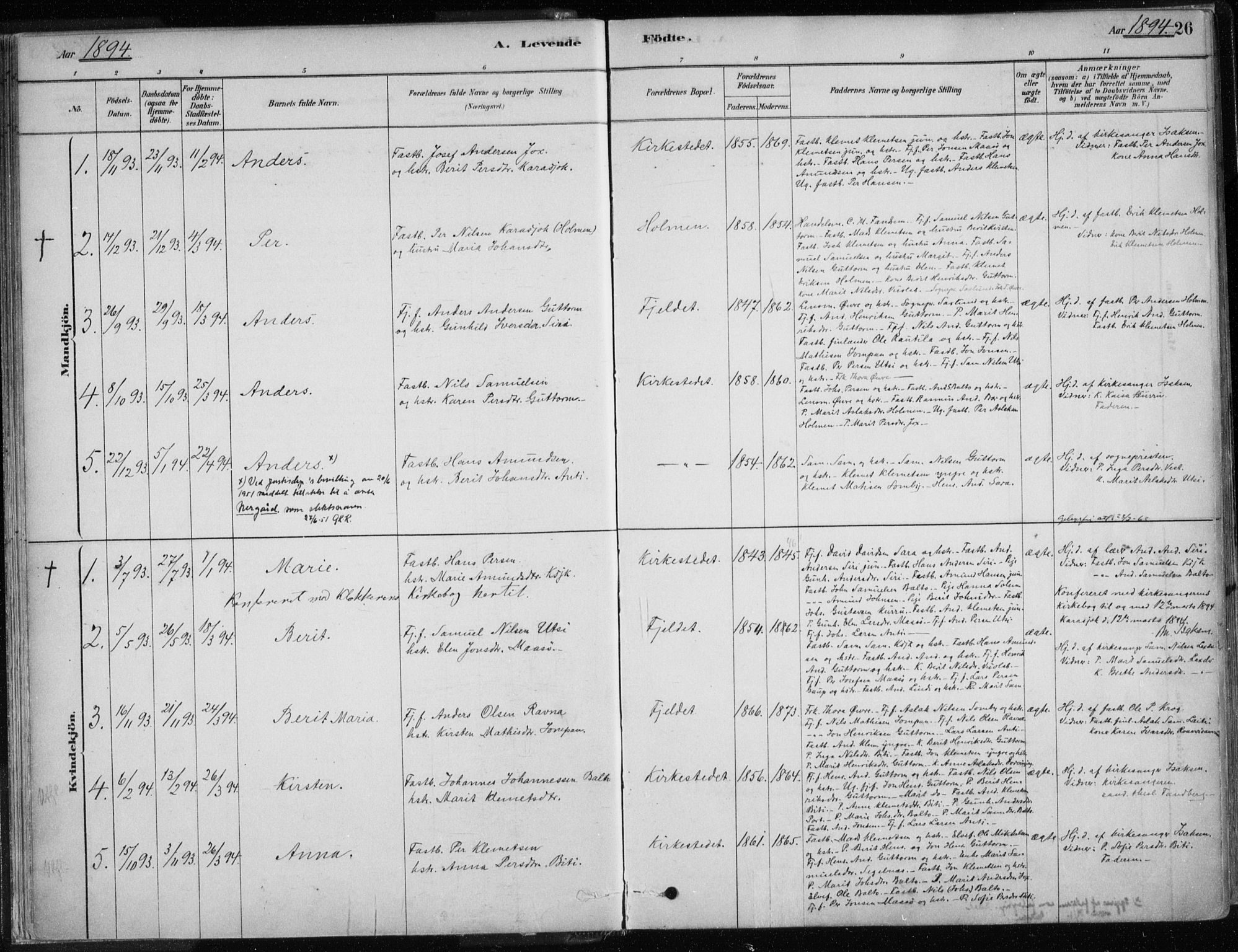 Karasjok sokneprestkontor, AV/SATØ-S-1352/H/Ha/L0002kirke: Parish register (official) no. 2, 1885-1906, p. 26