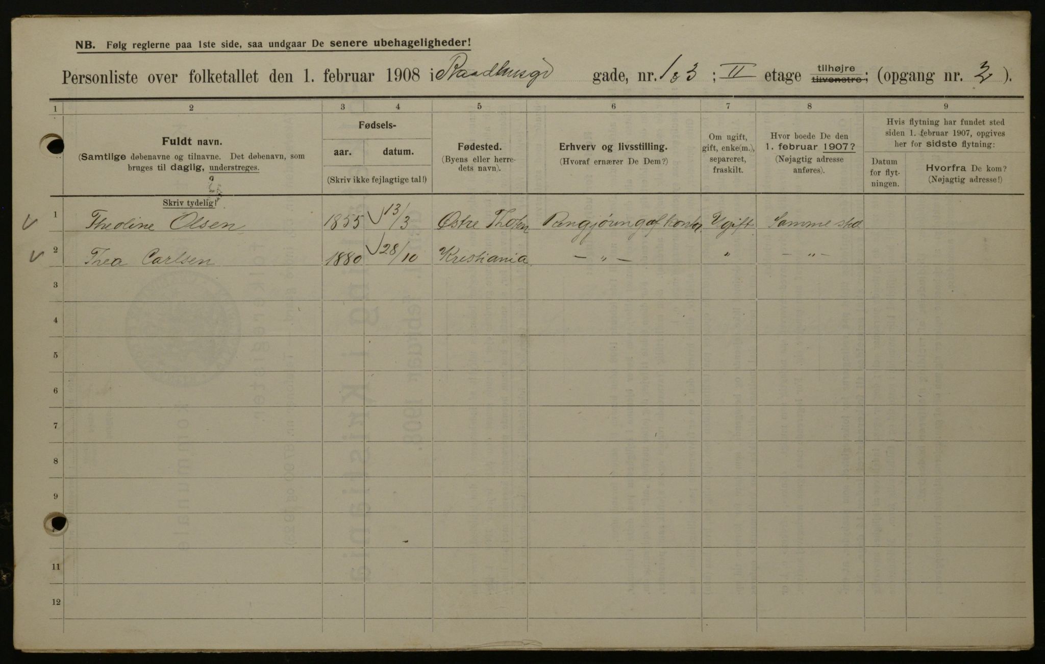 OBA, Municipal Census 1908 for Kristiania, 1908, p. 77552