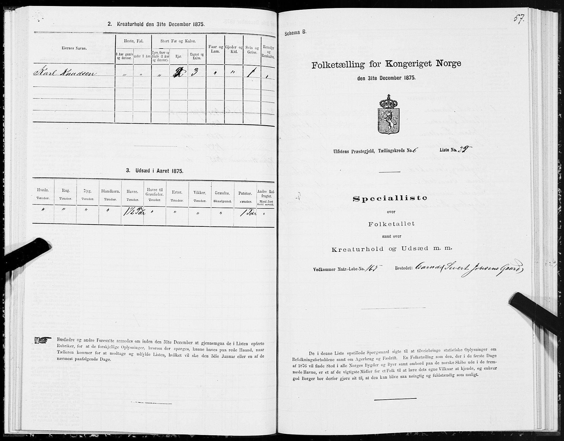 SAT, 1875 census for 1516P Ulstein, 1875, p. 3057