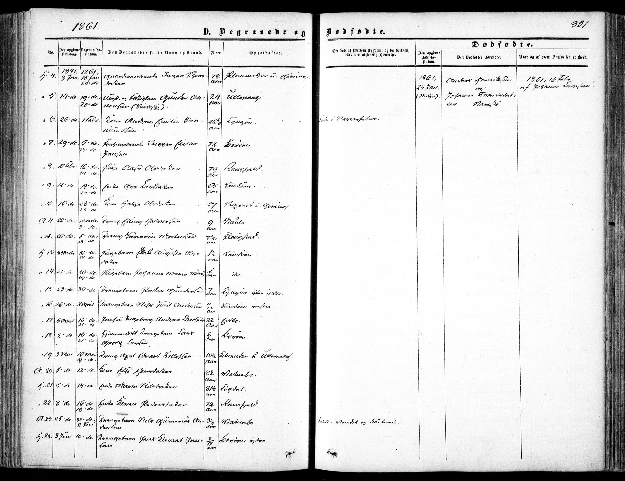 Dypvåg sokneprestkontor, SAK/1111-0007/F/Fa/Faa/L0006: Parish register (official) no. A 6, 1855-1872, p. 331