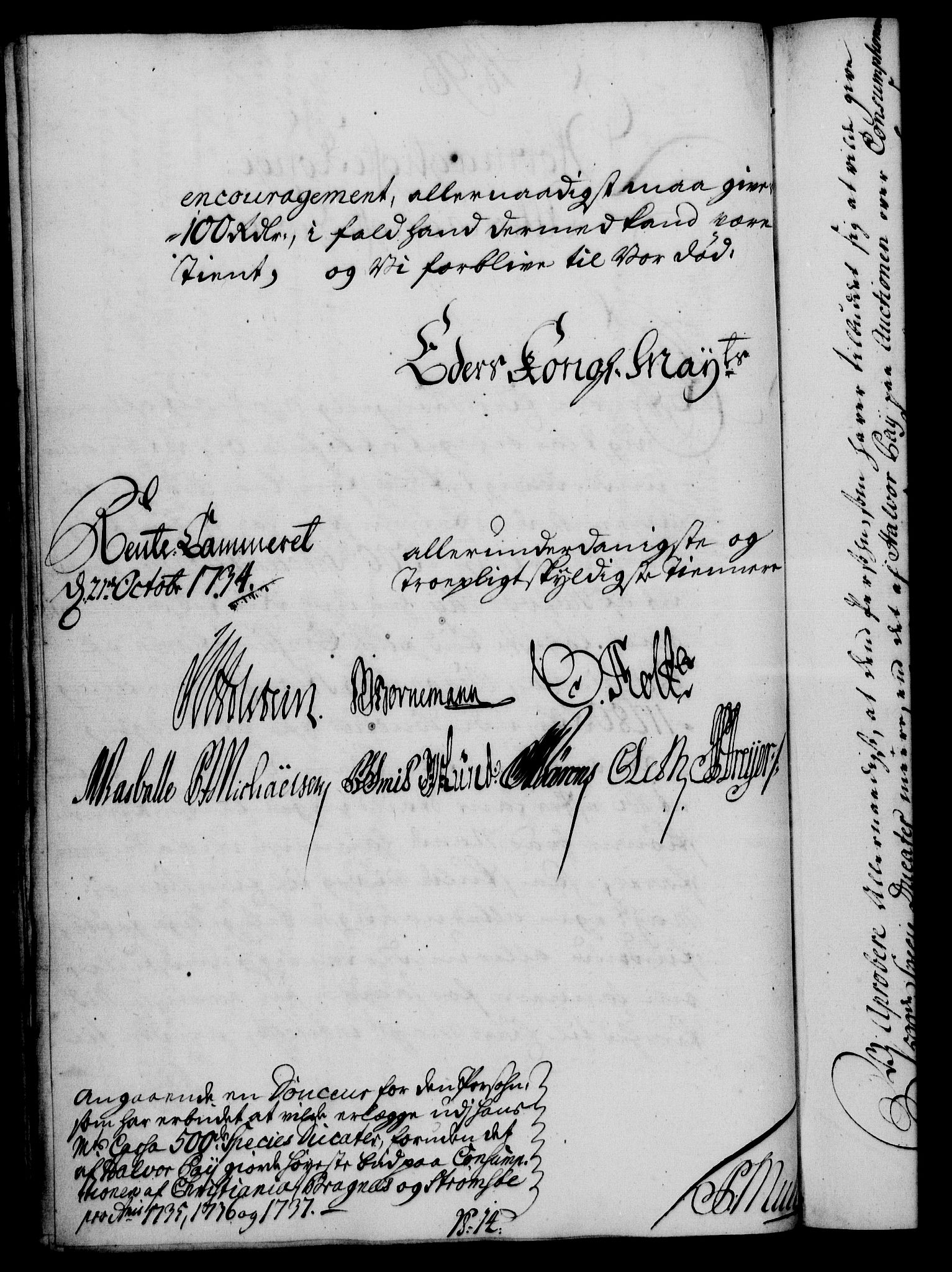 Rentekammeret, Kammerkanselliet, RA/EA-3111/G/Gf/Gfa/L0017: Norsk relasjons- og resolusjonsprotokoll (merket RK 52.17), 1734, p. 529