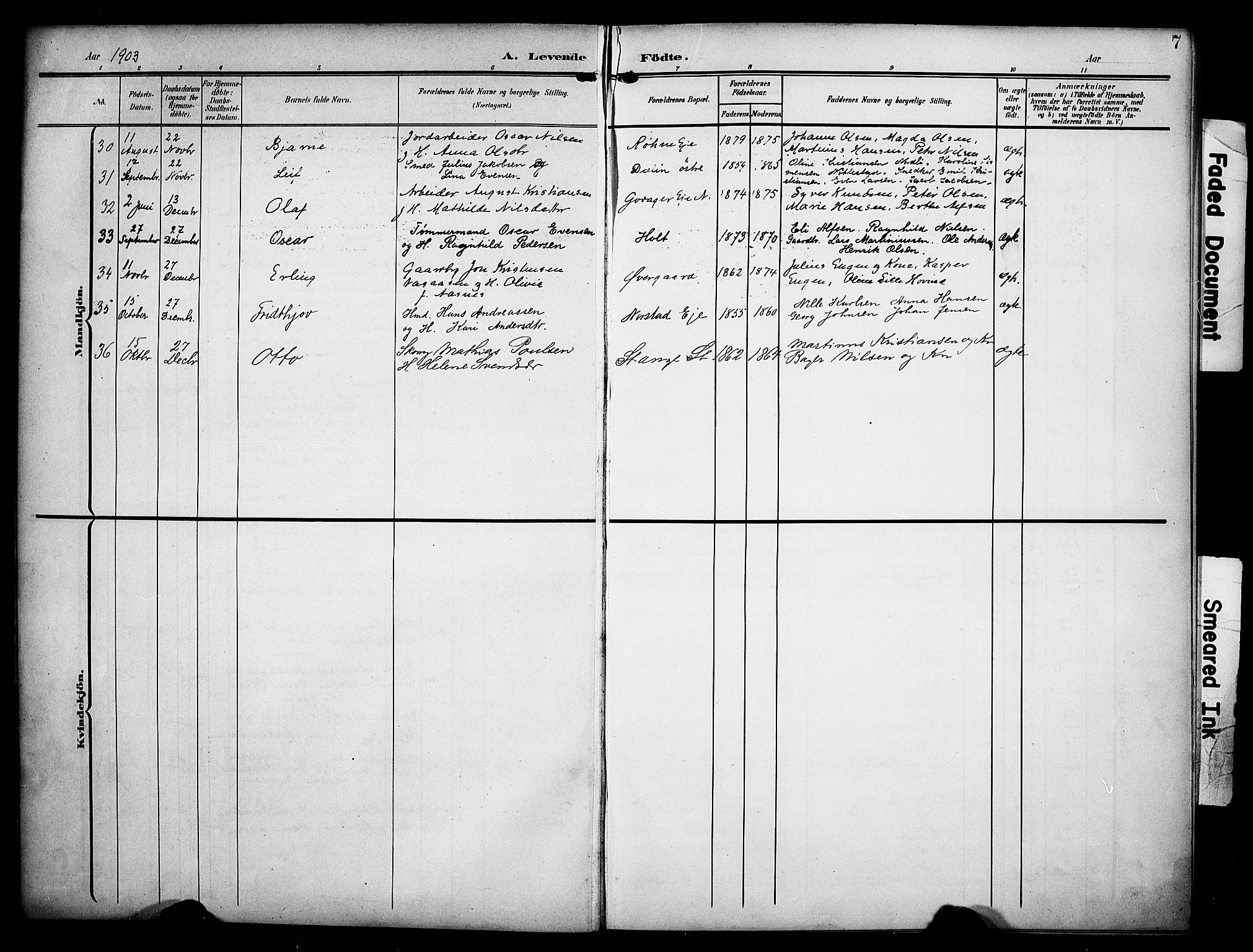 Stange prestekontor, AV/SAH-PREST-002/K/L0022: Parish register (official) no. 22, 1903-1914, p. 7