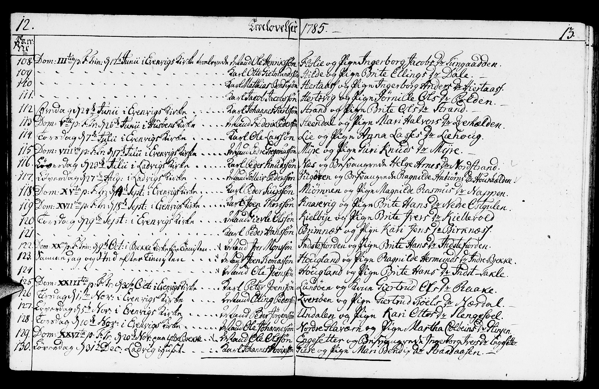 Gulen sokneprestembete, SAB/A-80201/H/Haa/Haaa/L0014: Parish register (official) no. A 14, 1779-1788, p. 12-13